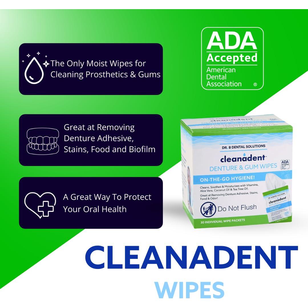 Toallitas Cleanadent Dr. B - Limpieza para dentaduras 30 pzs