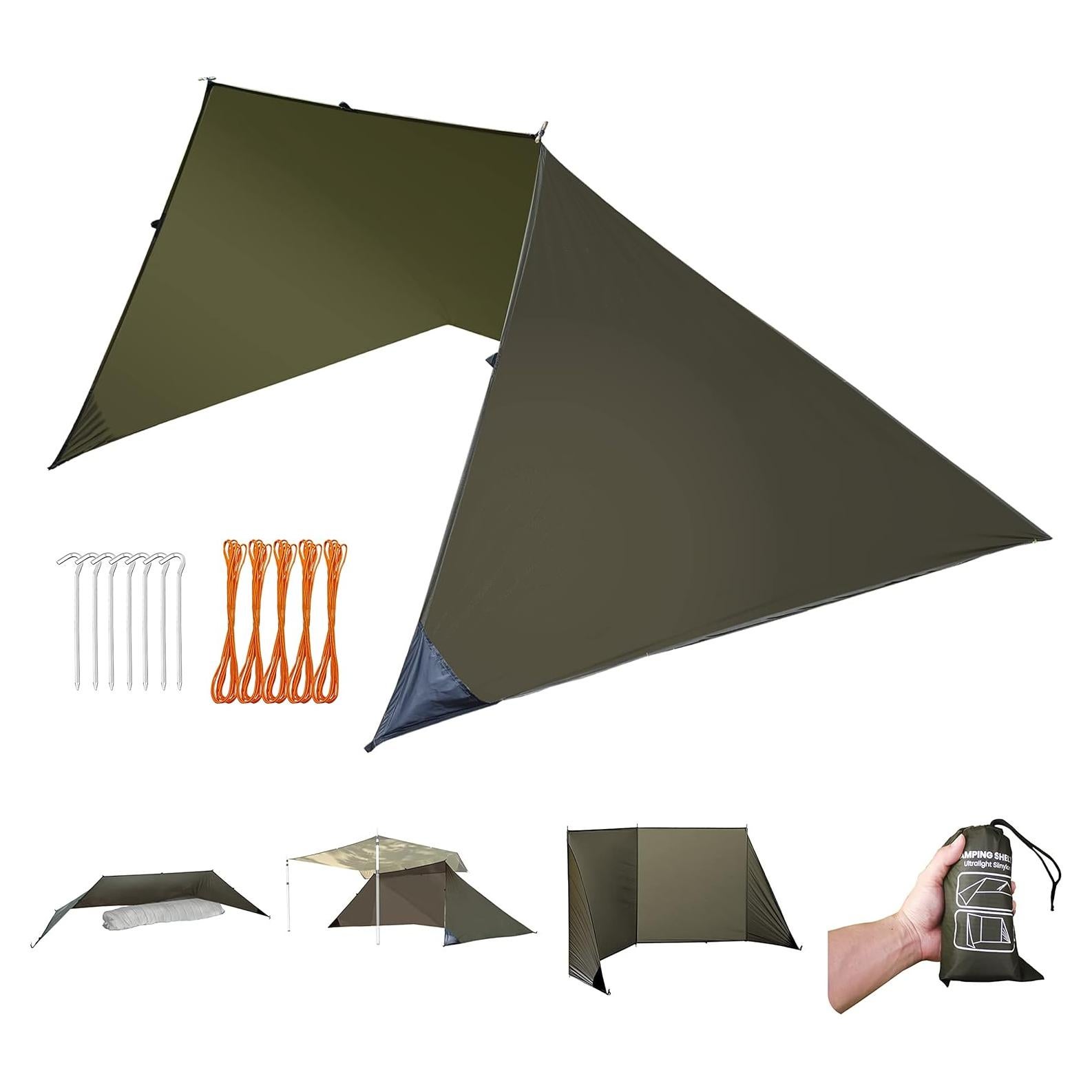 Onewind Emergency Shelter, Survival Shelter Tent, Lightweight Reusable Rainproof Windproof Shelter for Camping, Hiking, Backpacking and Camping Cot, OD Green