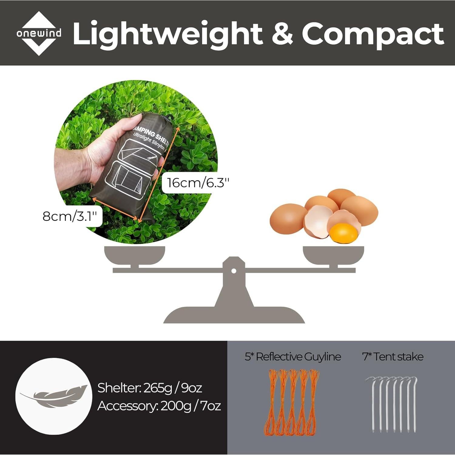 Onewind Emergency Shelter, Survival Shelter Tent, Lightweight Reusable Rainproof Windproof Shelter for Camping, Hiking, Backpacking and Camping Cot, OD Green