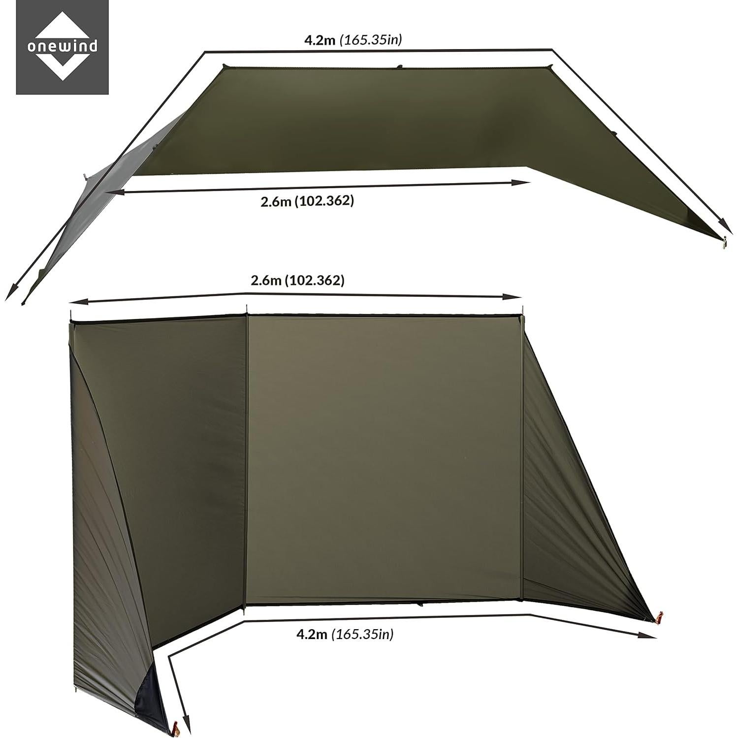 Onewind Emergency Shelter, Survival Shelter Tent, Lightweight Reusable Rainproof Windproof Shelter for Camping, Hiking, Backpacking and Camping Cot, OD Green