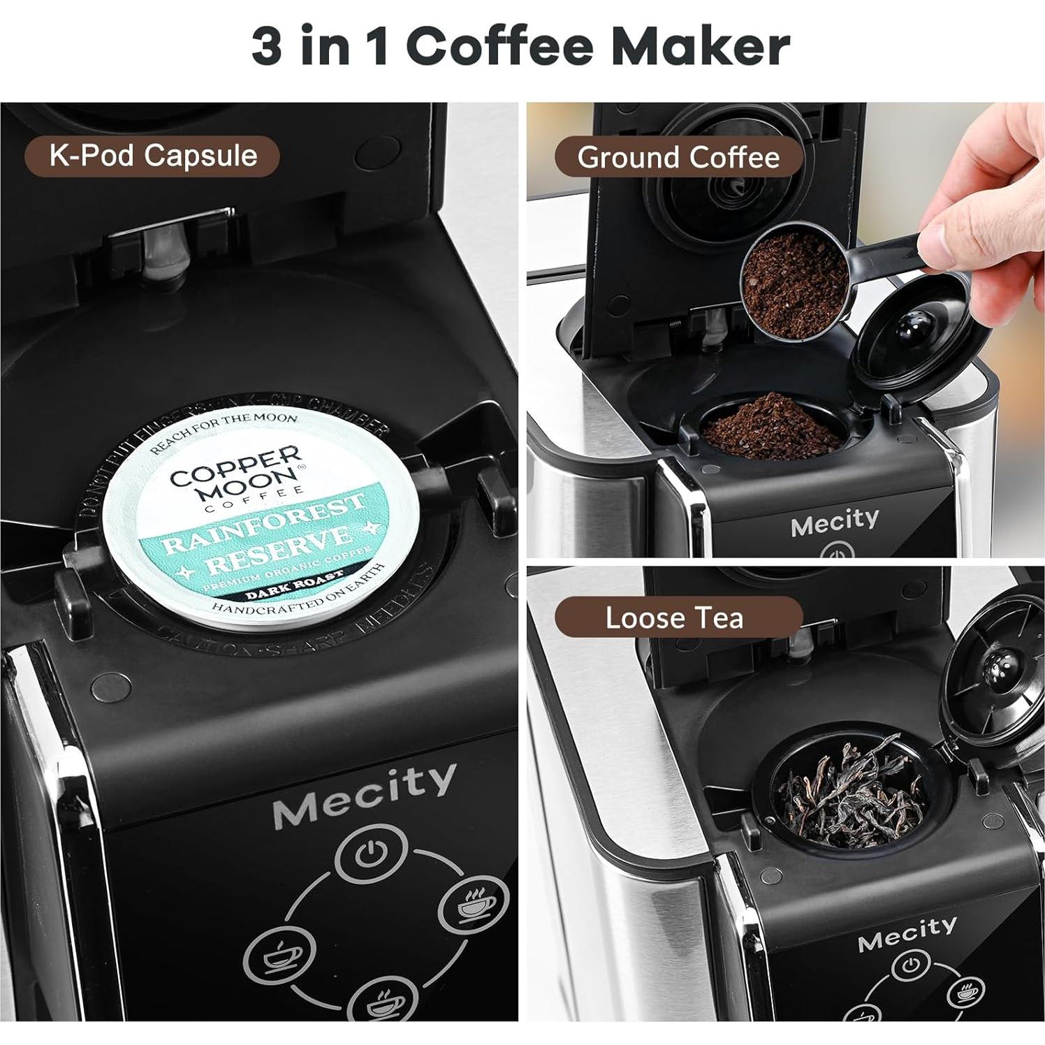 Cafetera Mecity 3 en 1 KC101, 1.5L, Rápida y Automática