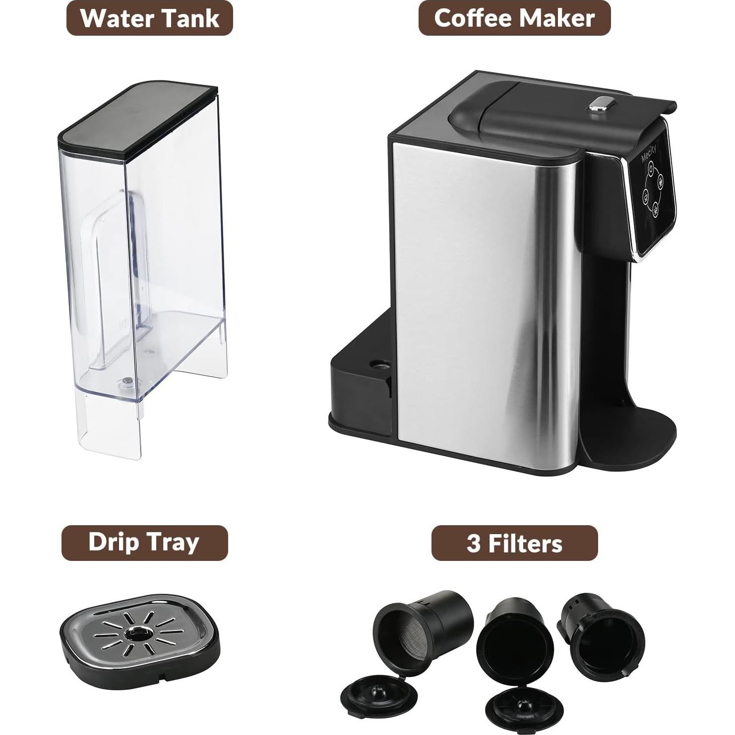 Cafetera Mecity 3 en 1 KC101, 1.5L, Rápida y Automática