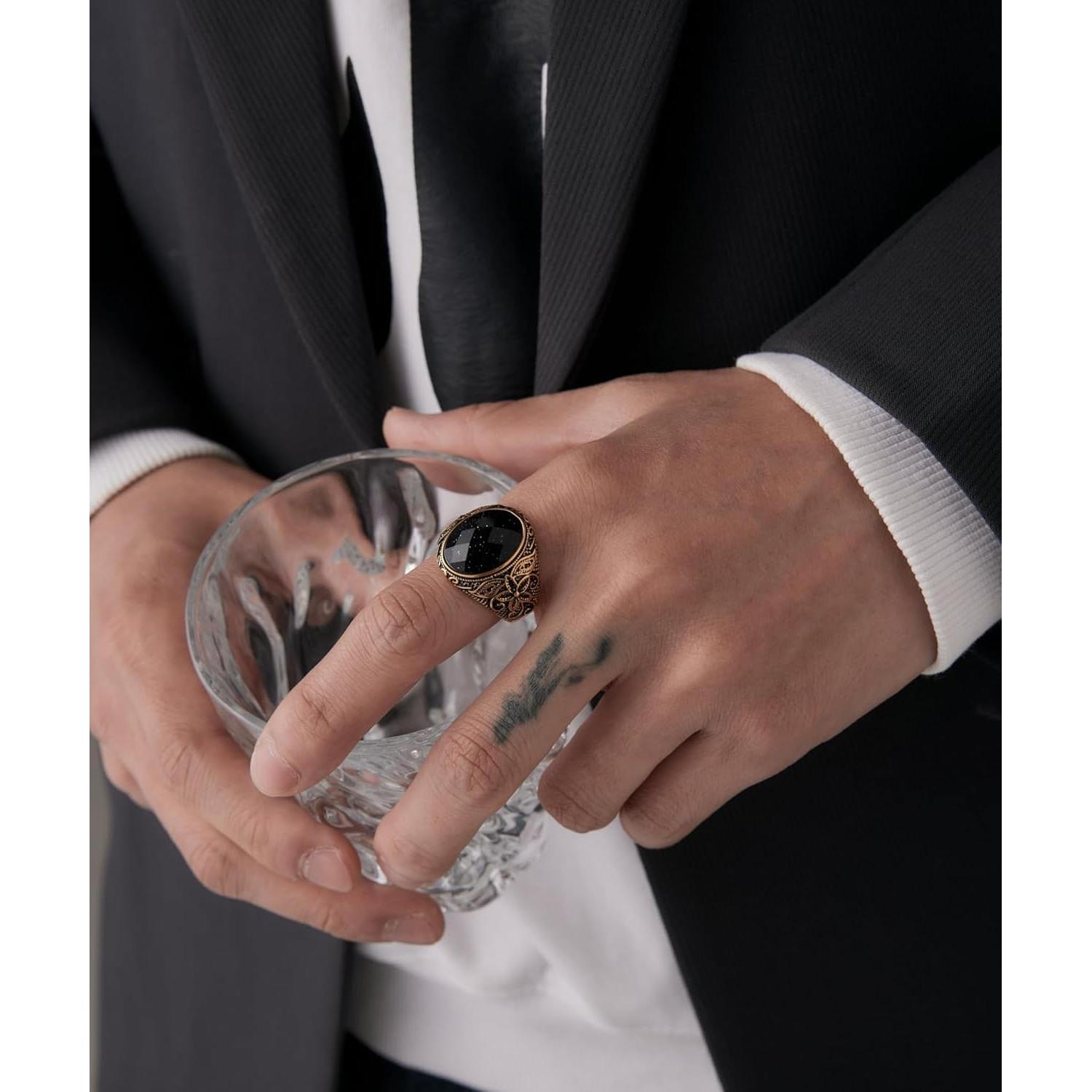 Anillo de Boda Retro de Ojo de Tigre LXBQYSTO para Hombres