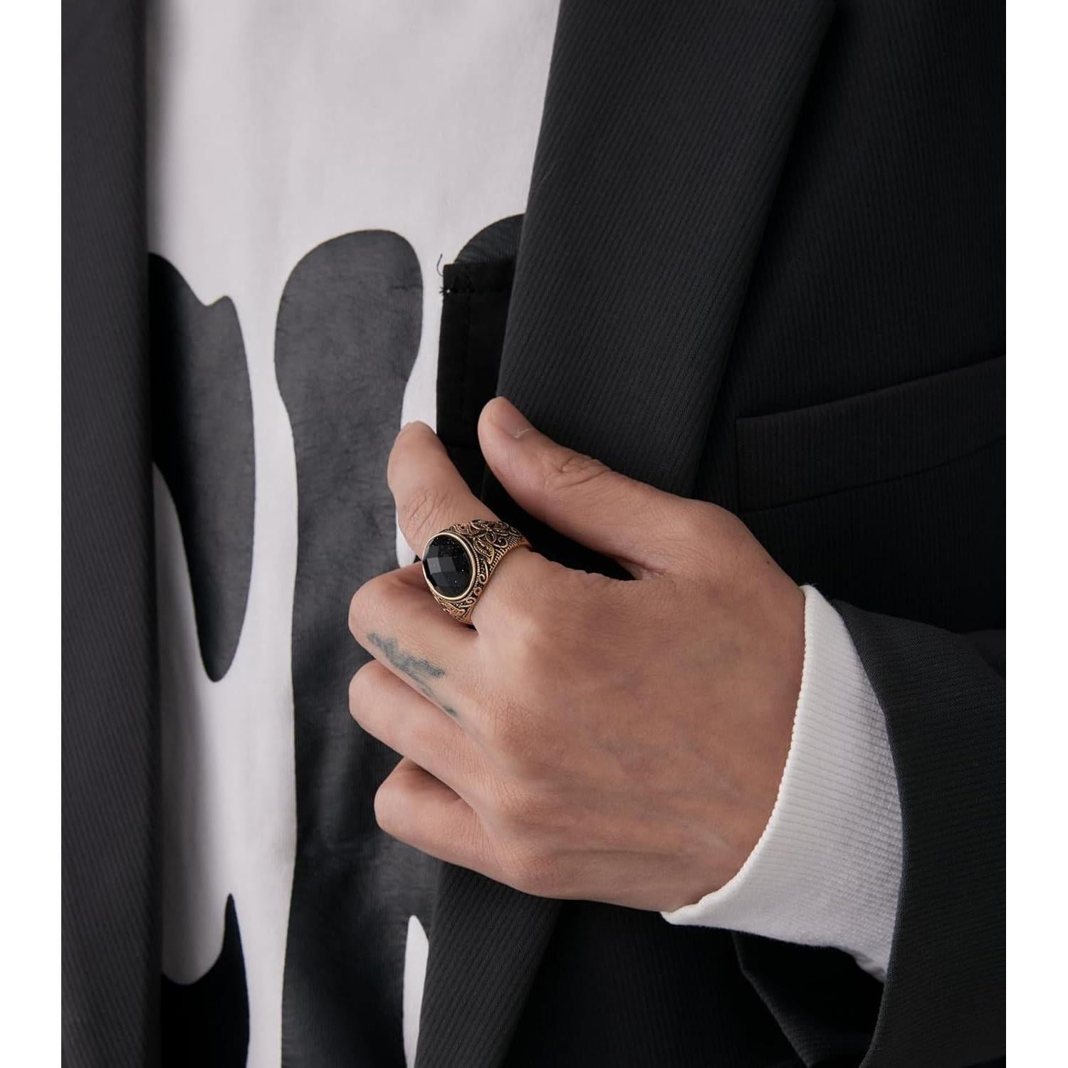 Anillo de Boda Retro de Ojo de Tigre LXBQYSTO para Hombres