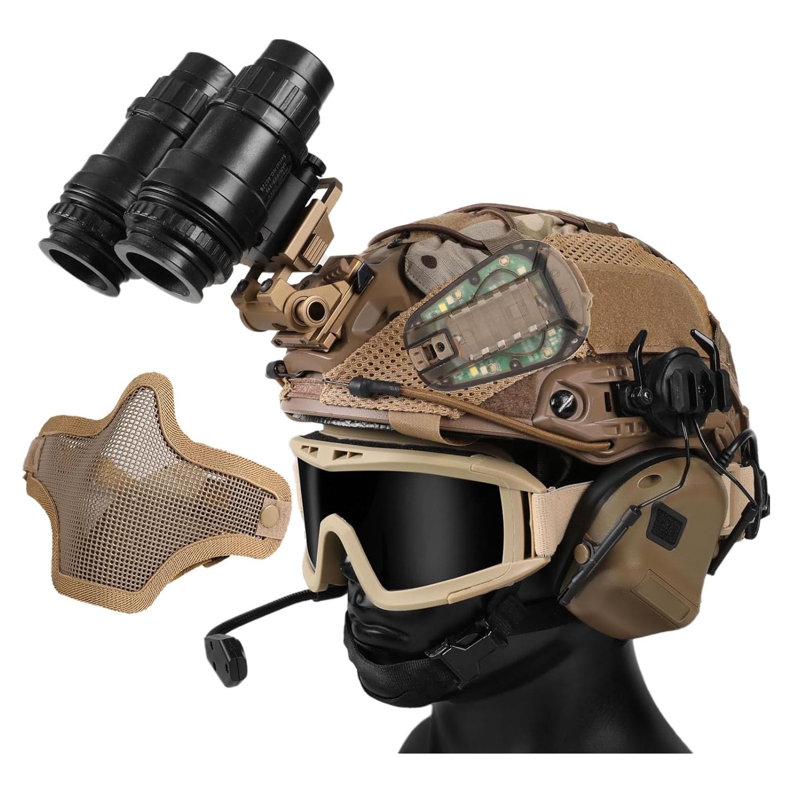 Casco Táctico Tumhuts con Auriculares y Máscara Facial