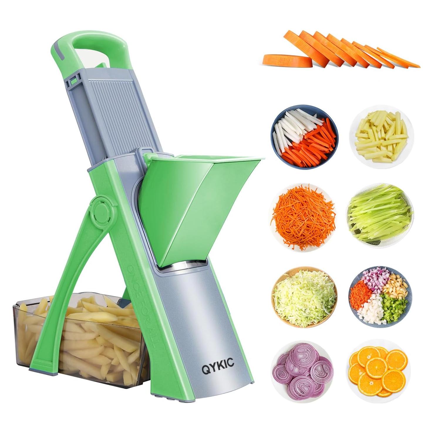 Rebanador Mandolina QYKIC 5 en 1 Verde, Cortador de Verduras