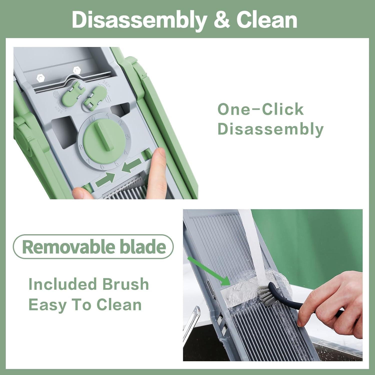 Rebanador Mandolina QYKIC 5 en 1 Verde, Cortador de Verduras