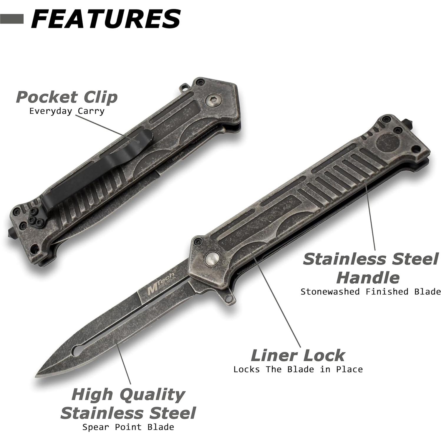 Cuchillo Asistido MTECH USA MT-A840P 8.26 cm Acero Inoxidable