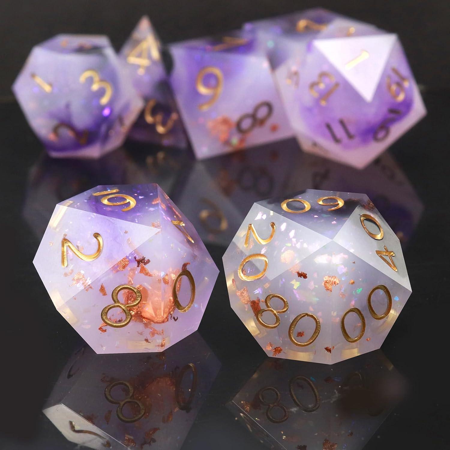 Juego de Dados DND Haxtec 7 Piezas Borde Afilado Resina