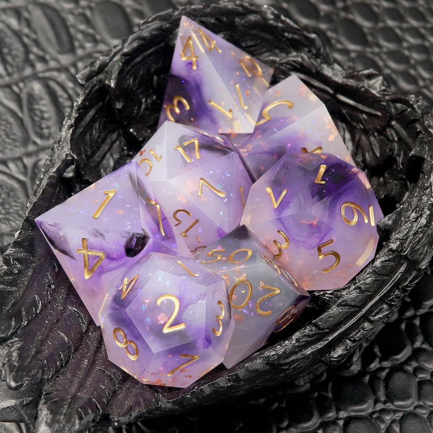 Juego de Dados DND Haxtec 7 Piezas Borde Afilado Resina