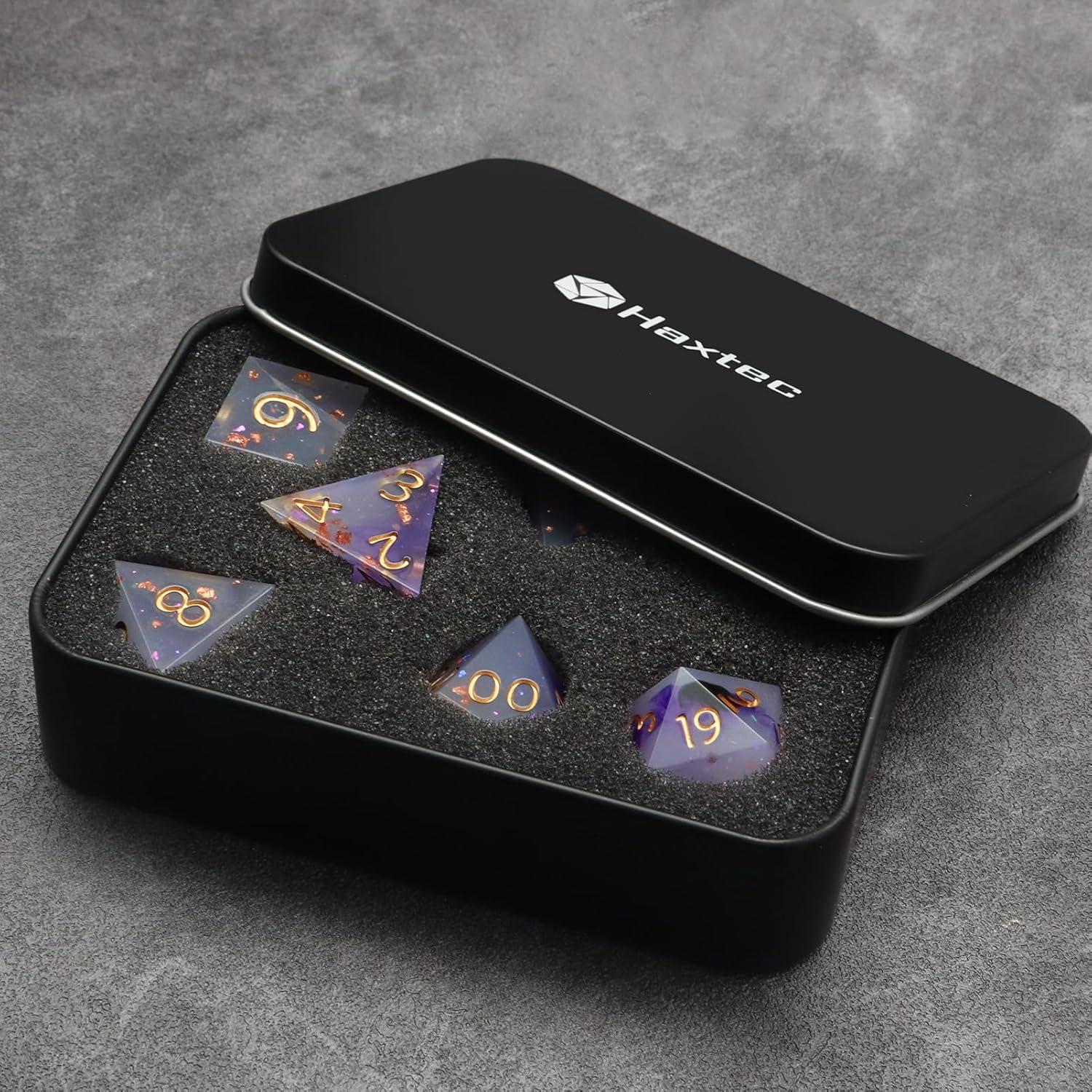 Juego de Dados DND Haxtec 7 Piezas Borde Afilado Resina
