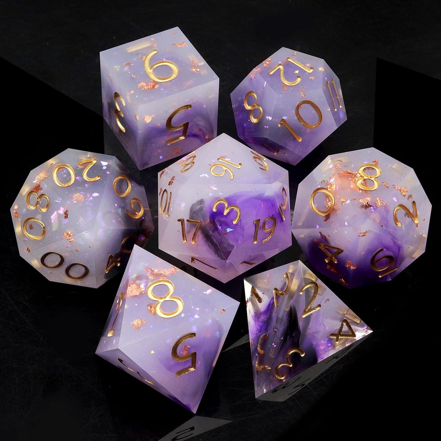 Juego de Dados DND Haxtec 7 Piezas Borde Afilado Resina