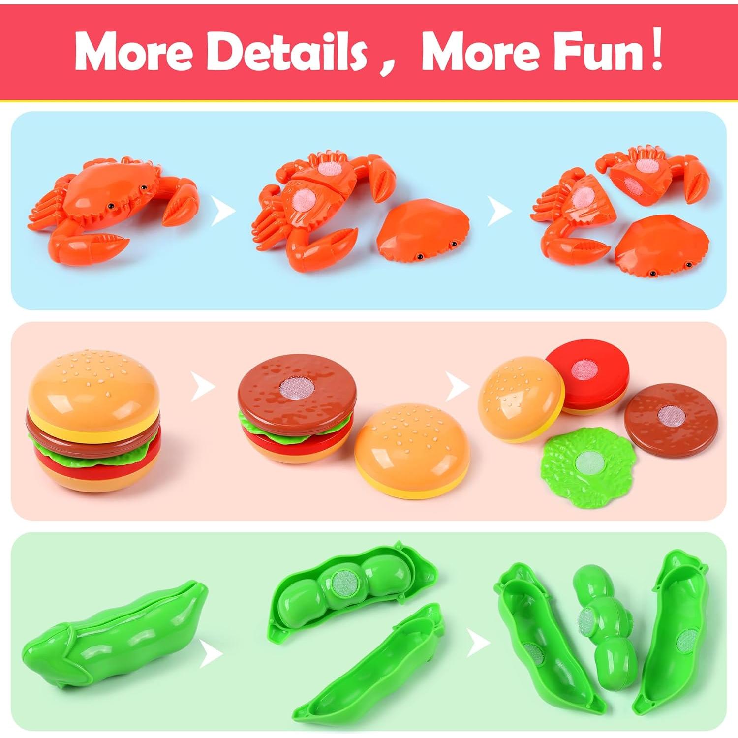 Conjunto de Juguetes de Comida HOLYFUN 34 Piezas para Cocina Infantil