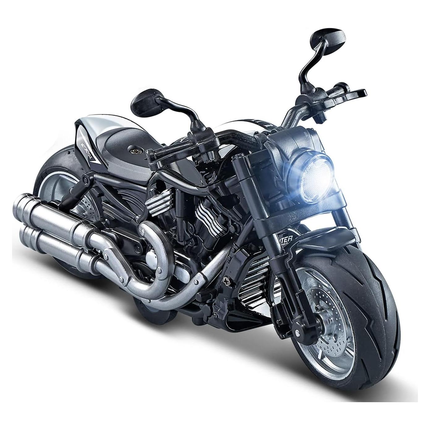 Pull Back Motorcycles Toy, Moto Gift with Music Lighting, Wolverine Motorcycle Toys for Boys Kids Age 3-12 Year Old (Black)