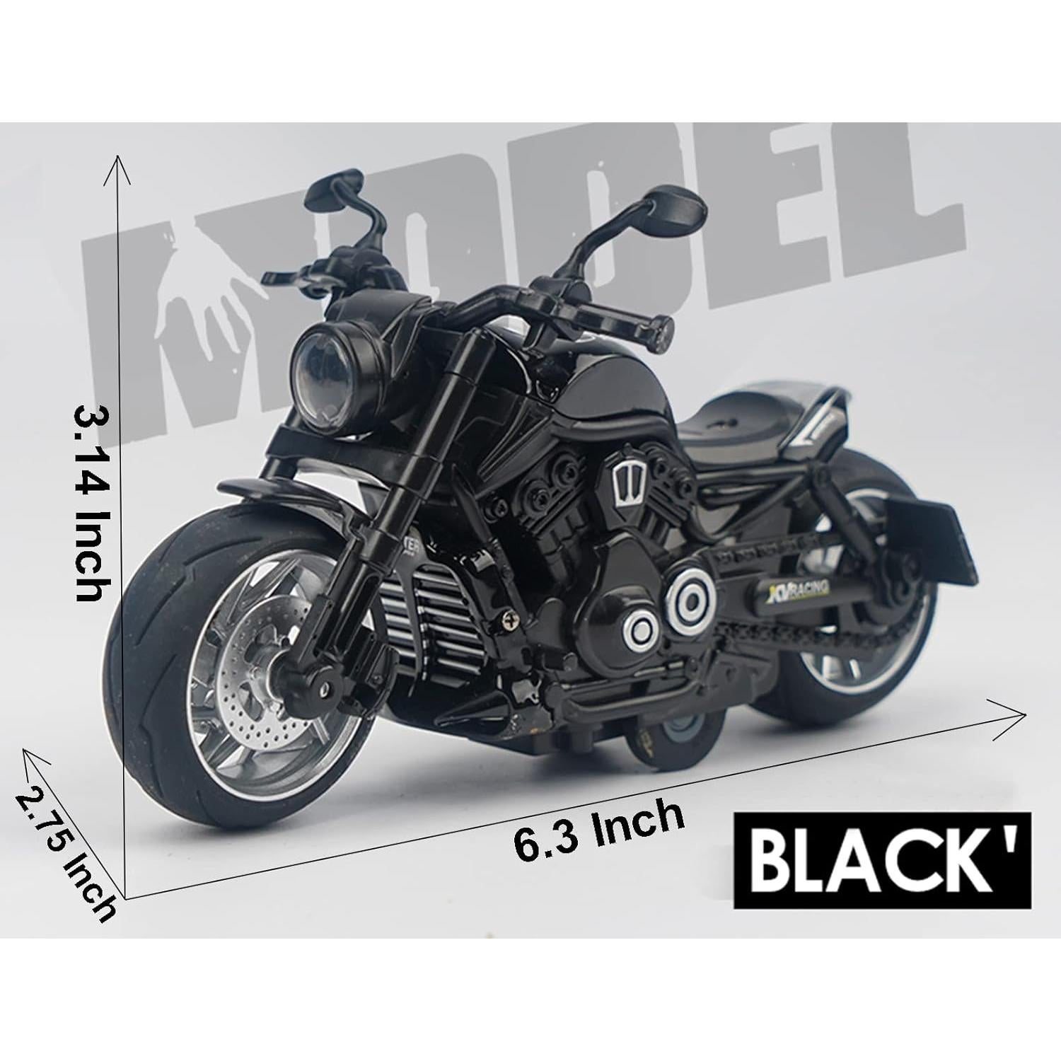 Pull Back Motorcycles Toy, Moto Gift with Music Lighting, Wolverine Motorcycle Toys for Boys Kids Age 3-12 Year Old (Black)