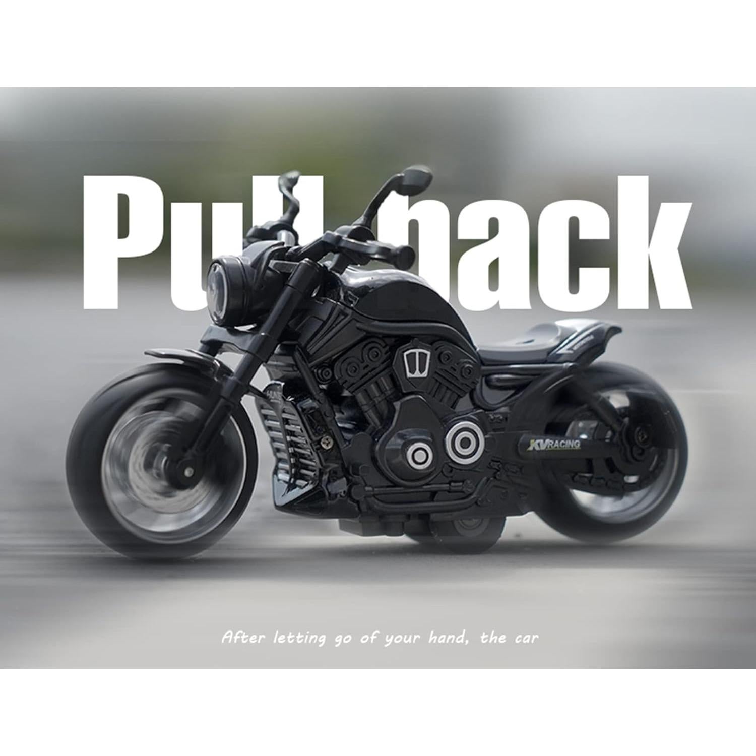 Pull Back Motorcycles Toy, Moto Gift with Music Lighting, Wolverine Motorcycle Toys for Boys Kids Age 3-12 Year Old (Black)