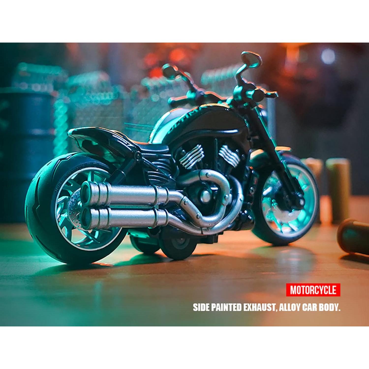 Pull Back Motorcycles Toy, Moto Gift with Music Lighting, Wolverine Motorcycle Toys for Boys Kids Age 3-12 Year Old (Black)