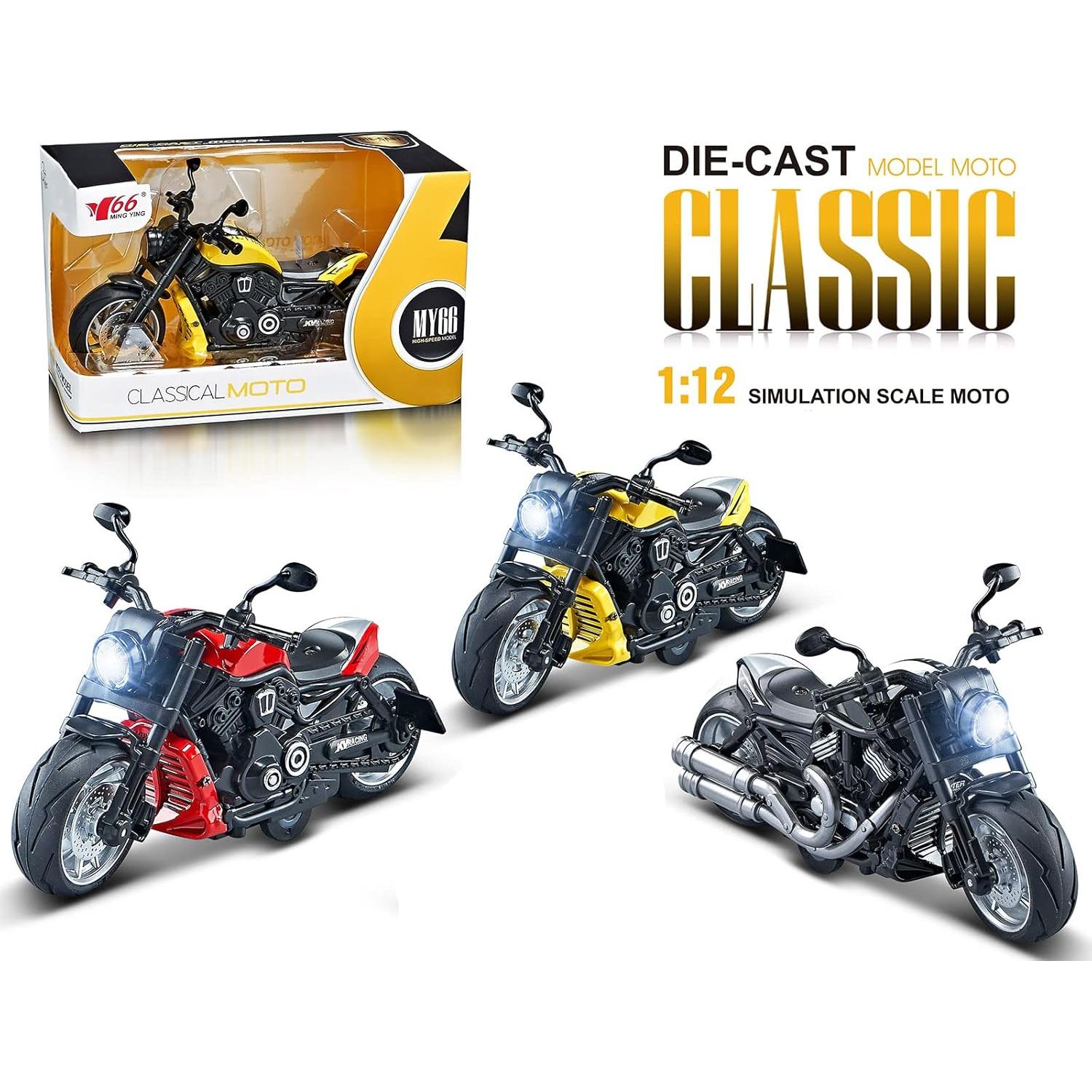 Pull Back Motorcycles Toy, Moto Gift with Music Lighting, Wolverine Motorcycle Toys for Boys Kids Age 3-12 Year Old (Black)