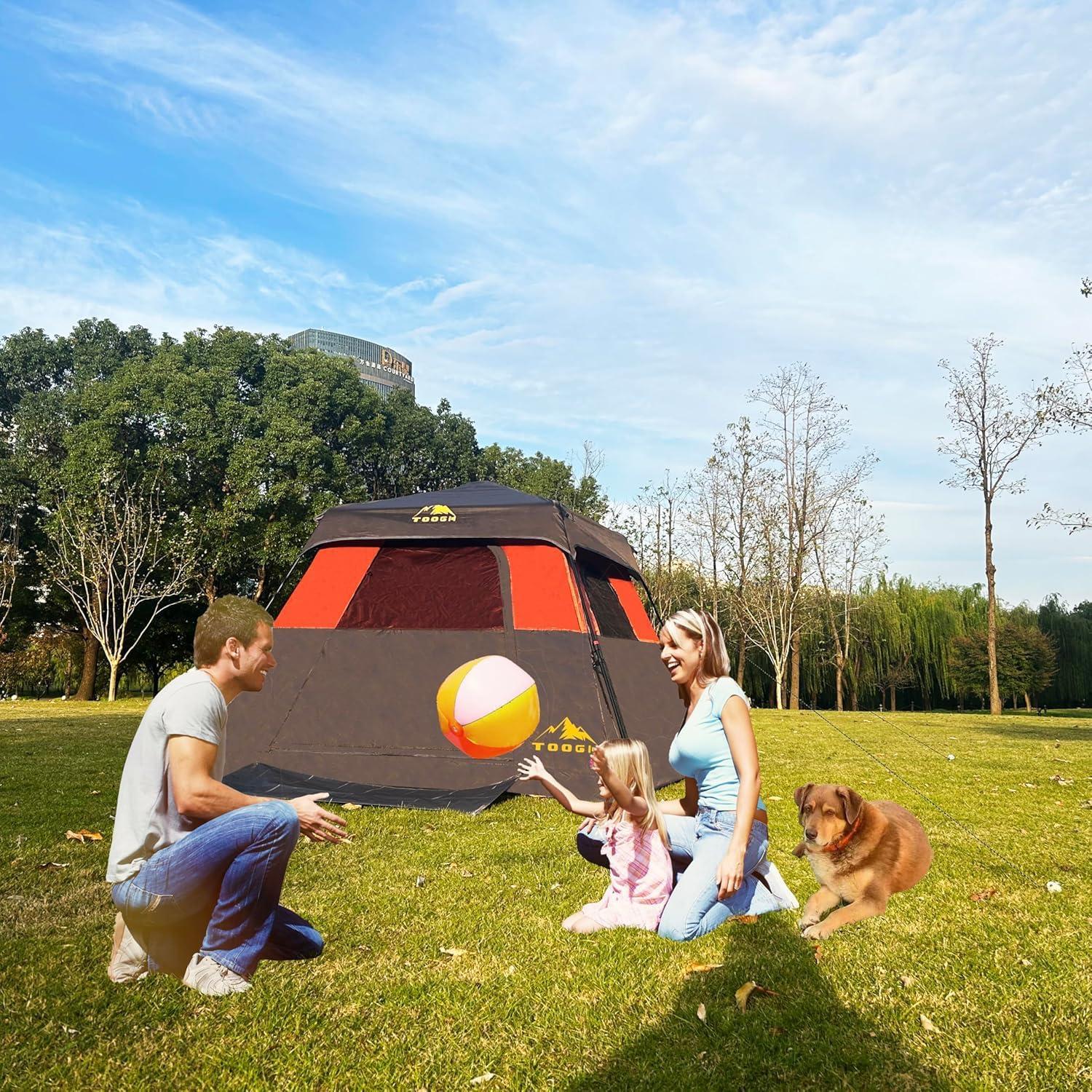 Carpa de Camping Toogh 4 Personas Montaje Rápido Impermeable