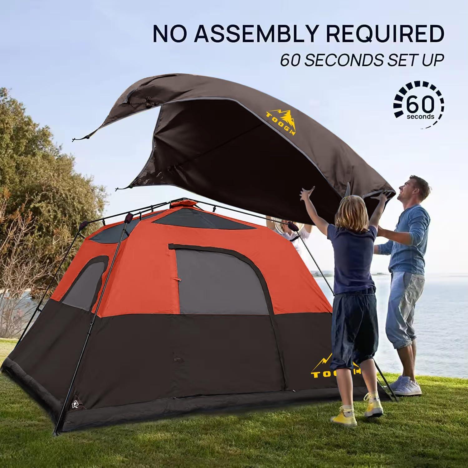 Carpa de Camping Toogh 4 Personas Montaje Rápido Impermeable