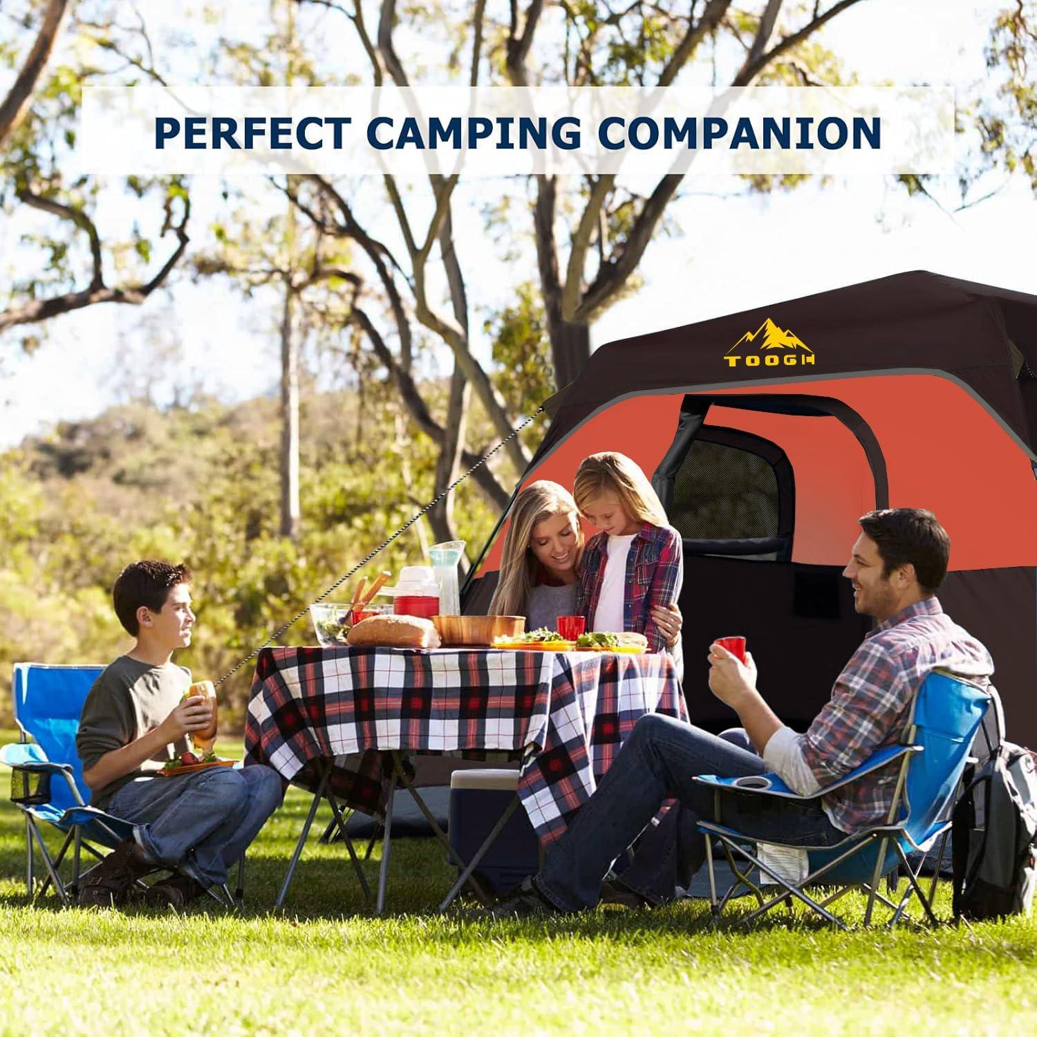 Carpa de Camping Toogh 4 Personas Montaje Rápido Impermeable