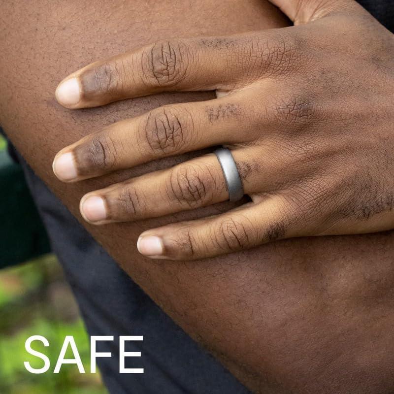 Anillo de Boda de Silicona ROQ para Hombres 8mm Negro/Rojo