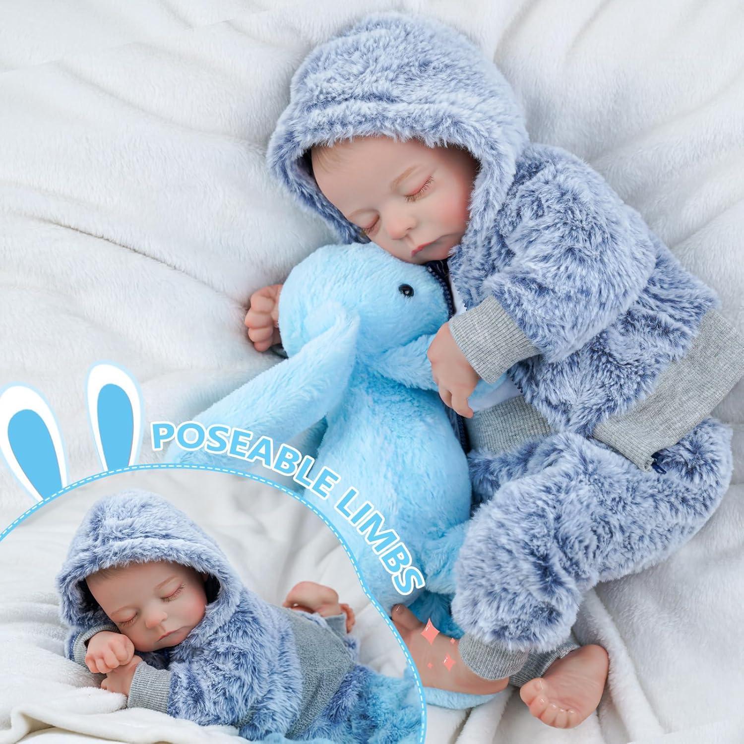 Muñeca Reborn de Silicona BABESIDE 43 cm con Cuna y Juguete