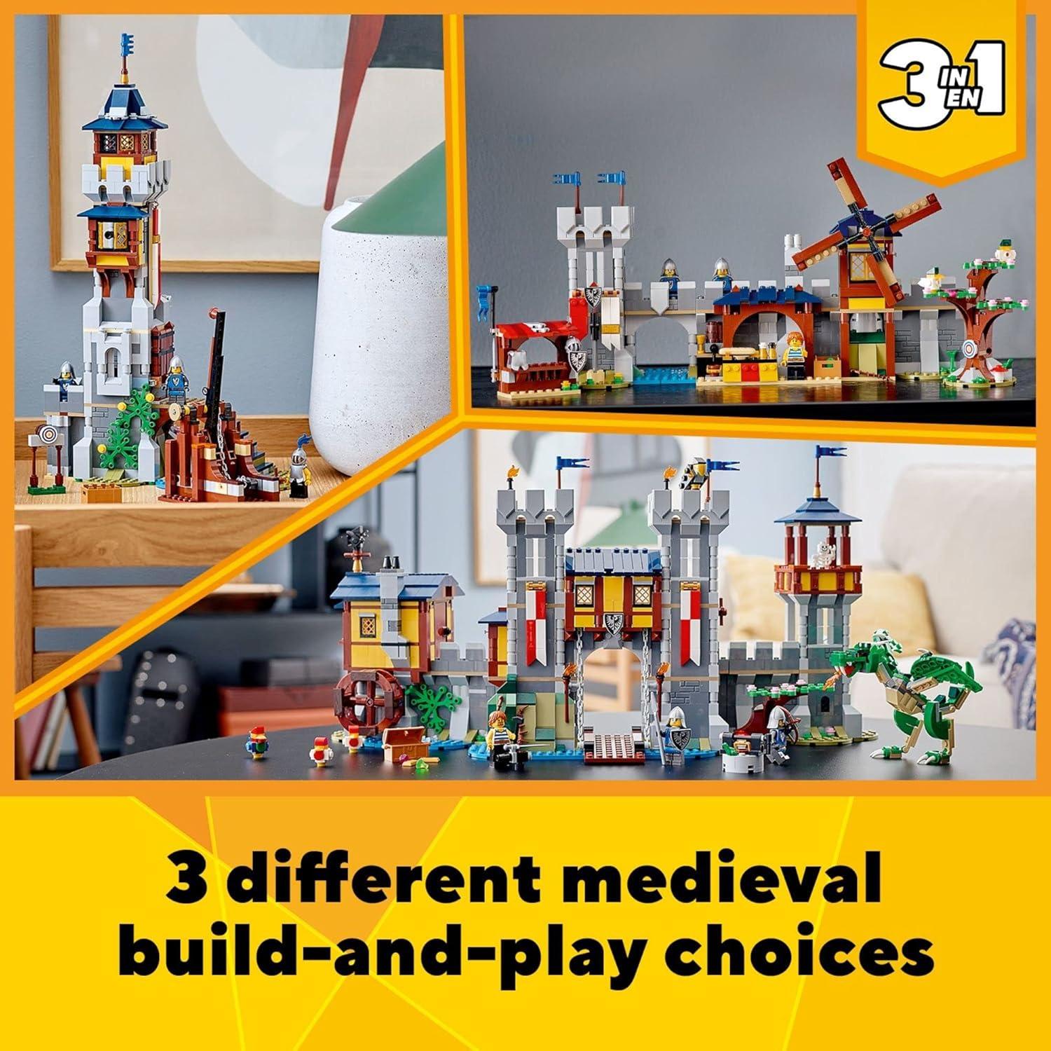 LEGO Creator 3en1 Castillo Medieval 31120 con Dragón y 3 Minifiguras