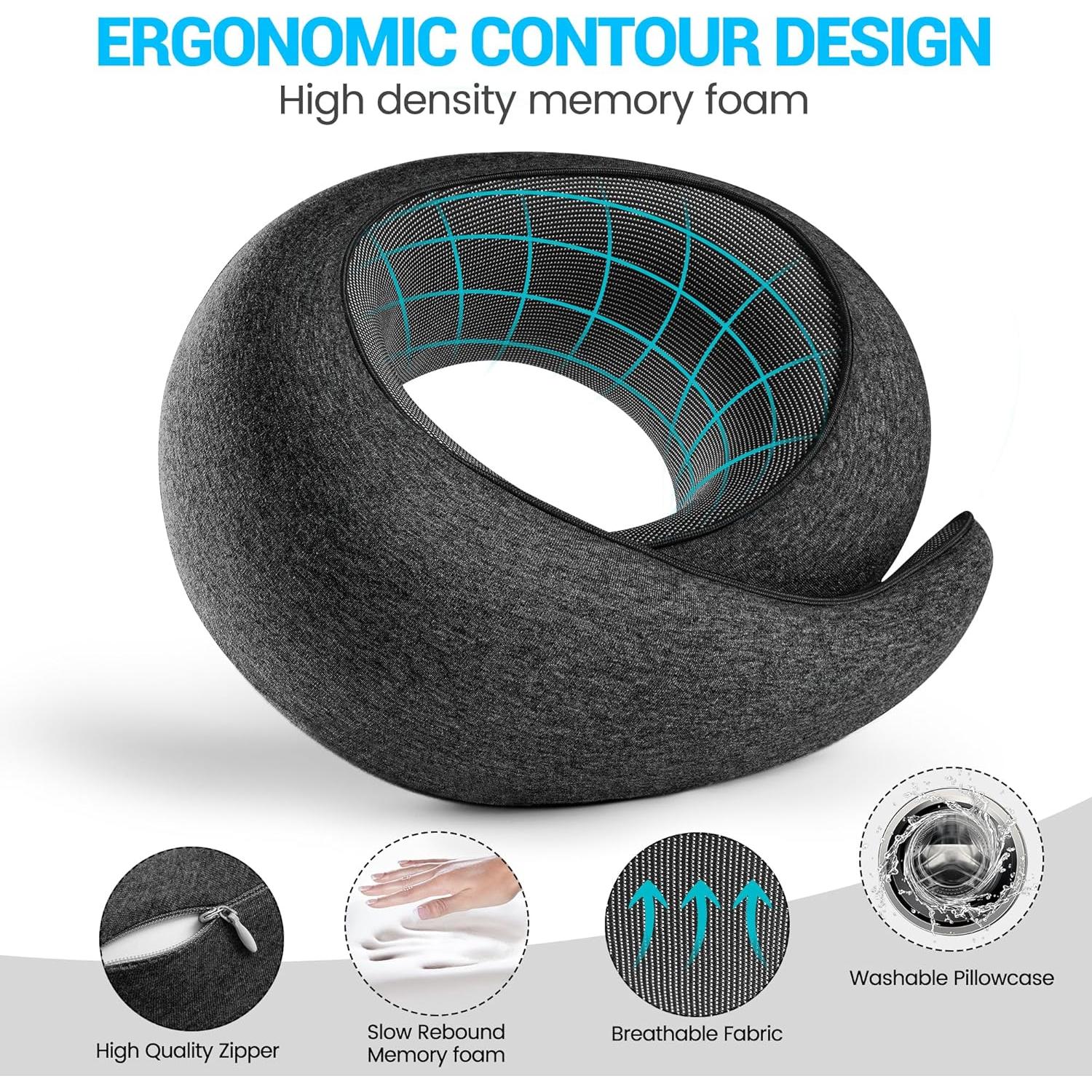 Almohada de Cuello de Viaje KFXFENQ Espuma de Memoria 360°