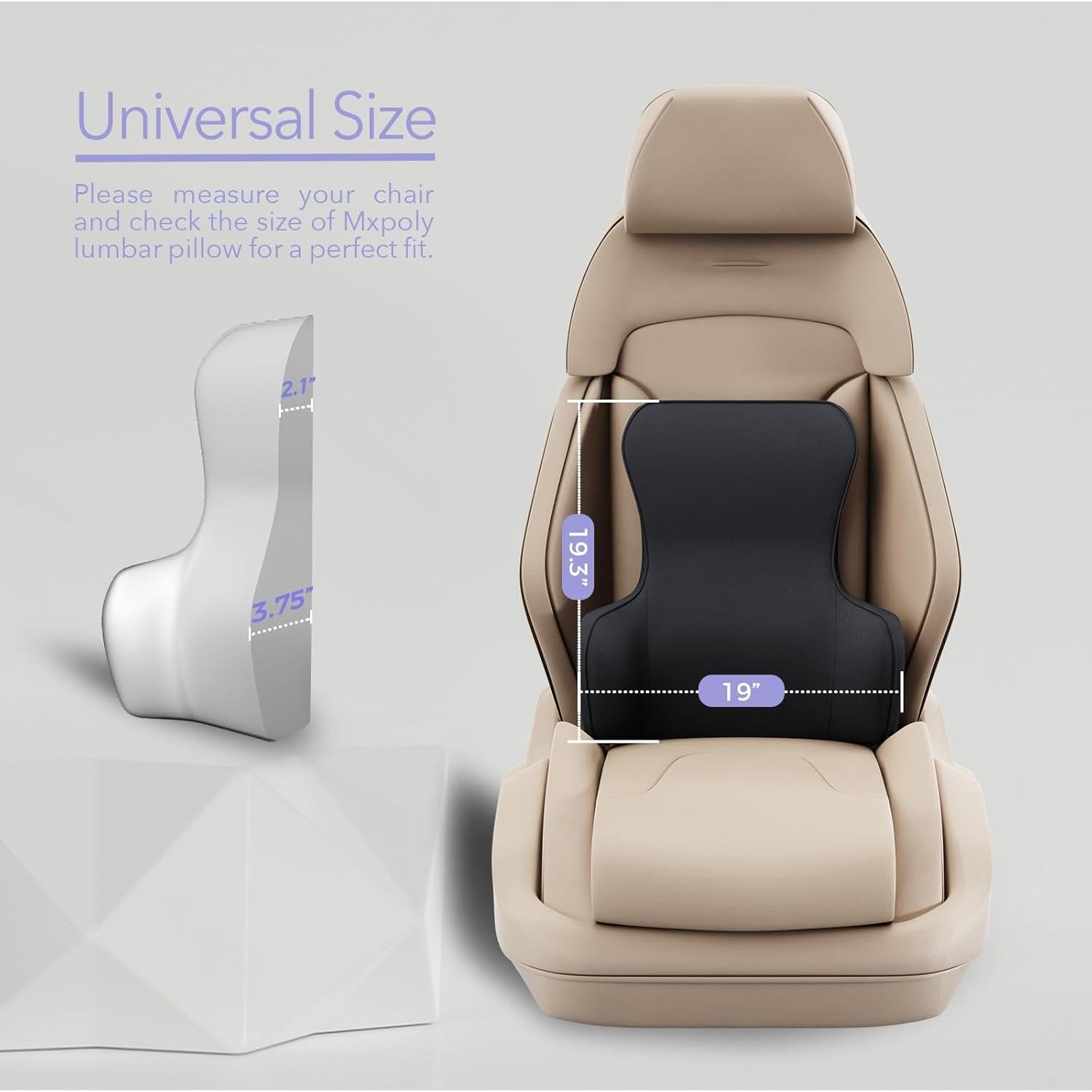 Almohada Lumbar MXPOLY Negra - Espuma Viscoelástica Ergonómica