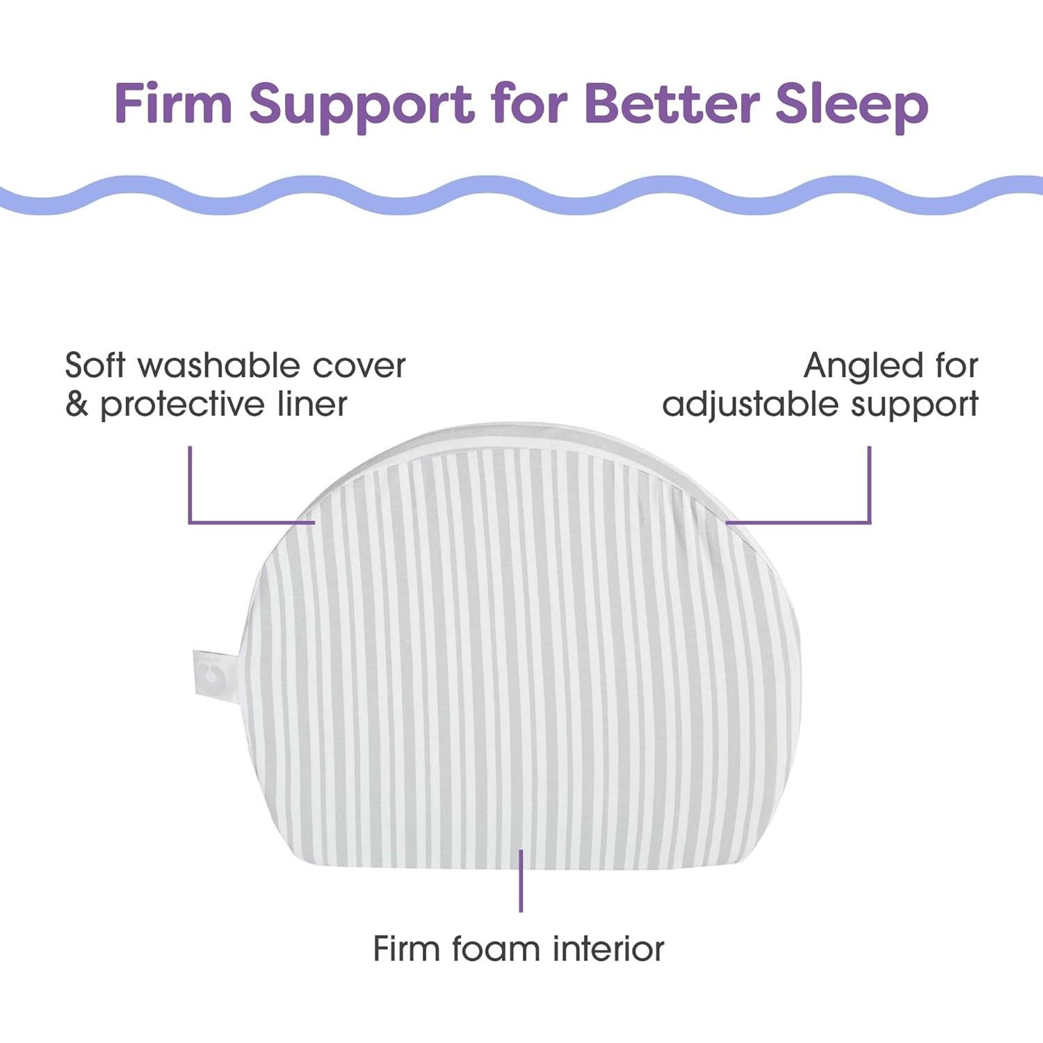 Almohada de Embarazo Boppy Wedge Gris, Soporte Compacto y Lavable