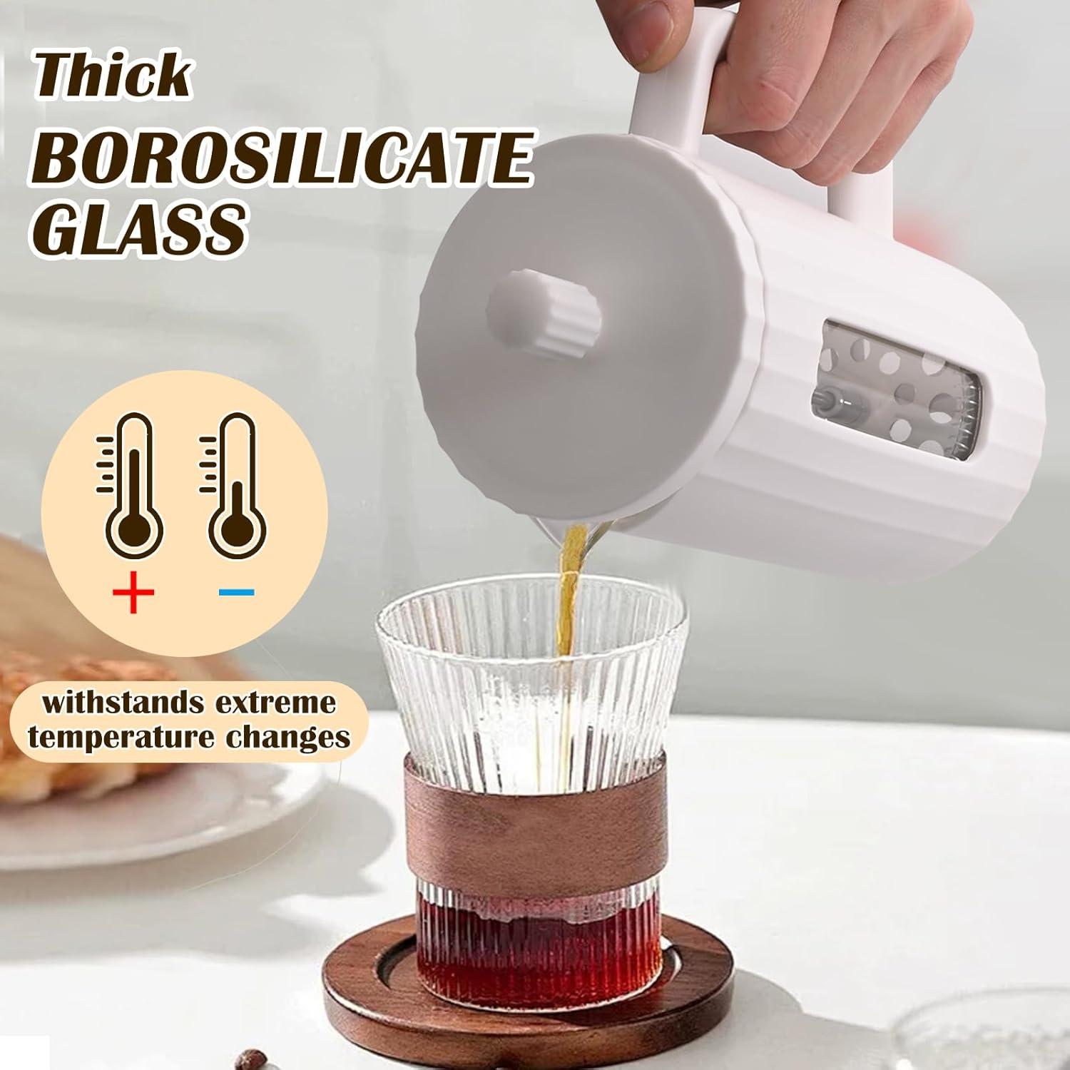 Prensa Francesa TheJze 34 oz Vidrio Borosilicato Blanco