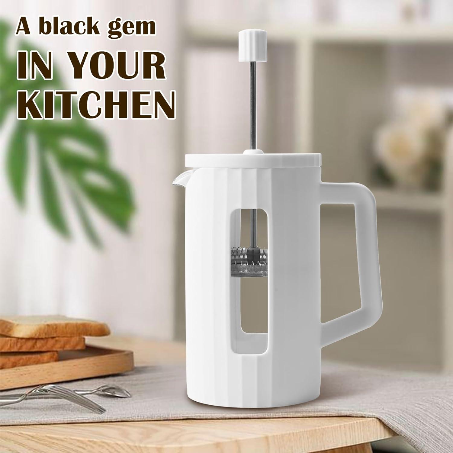 Prensa Francesa TheJze 34 oz Vidrio Borosilicato Blanco