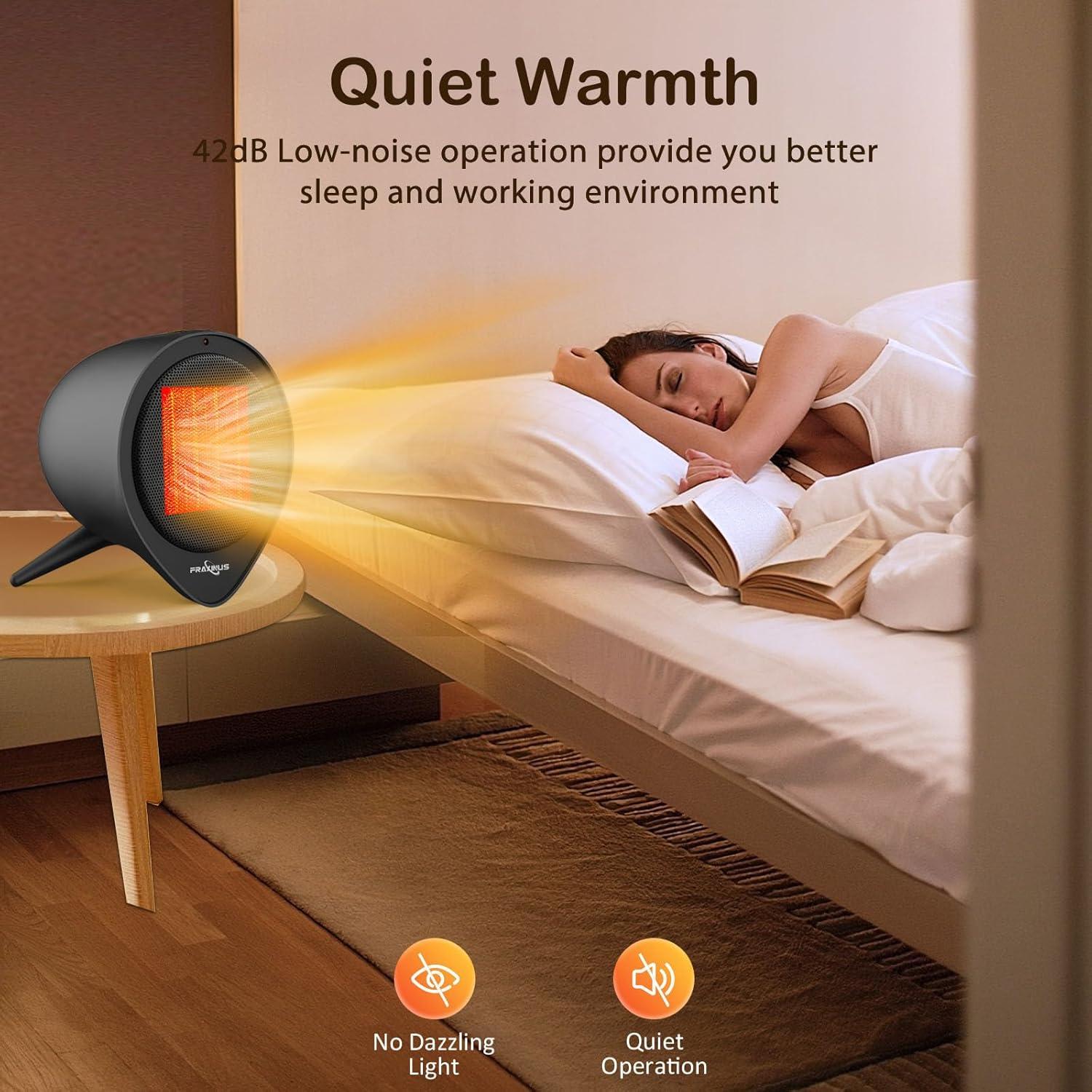 Calentador Eléctrico FRAXINUS 1500W Cerámico Compacto Negro