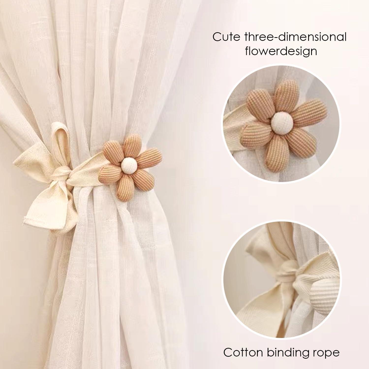 Sujetadores de Cortinas SRG 4 Pcs Algodón Crema y Caqui