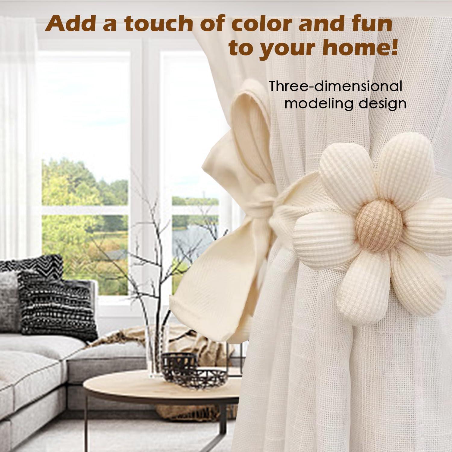 Sujetadores de Cortinas SRG 4 Pcs Algodón Crema y Caqui