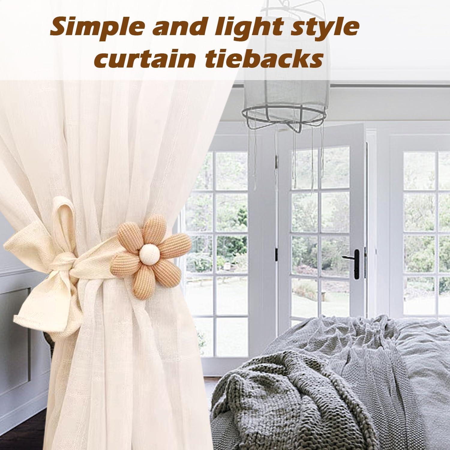 Sujetadores de Cortinas SRG 4 Pcs Algodón Crema y Caqui