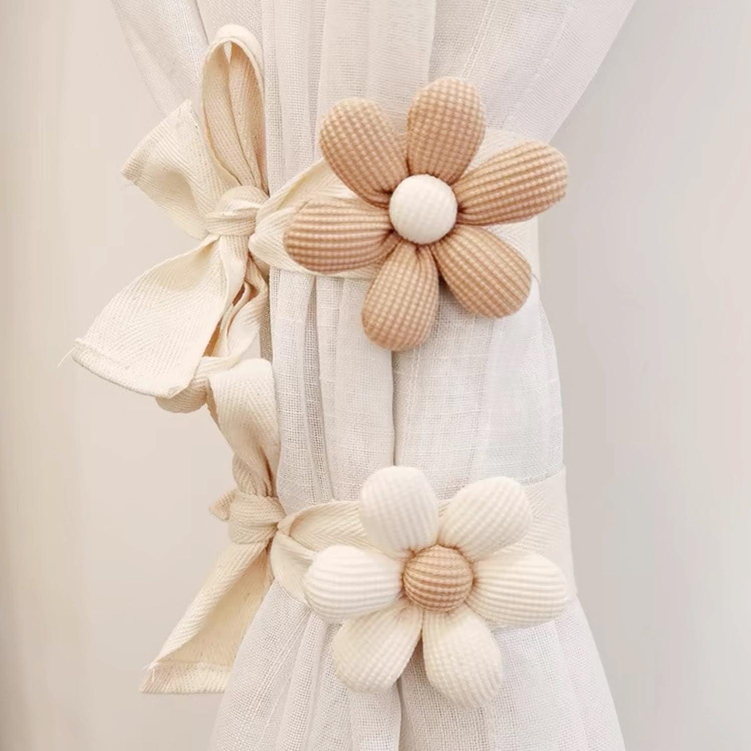 Sujetadores de Cortinas SRG 4 Pcs Algodón Crema y Caqui