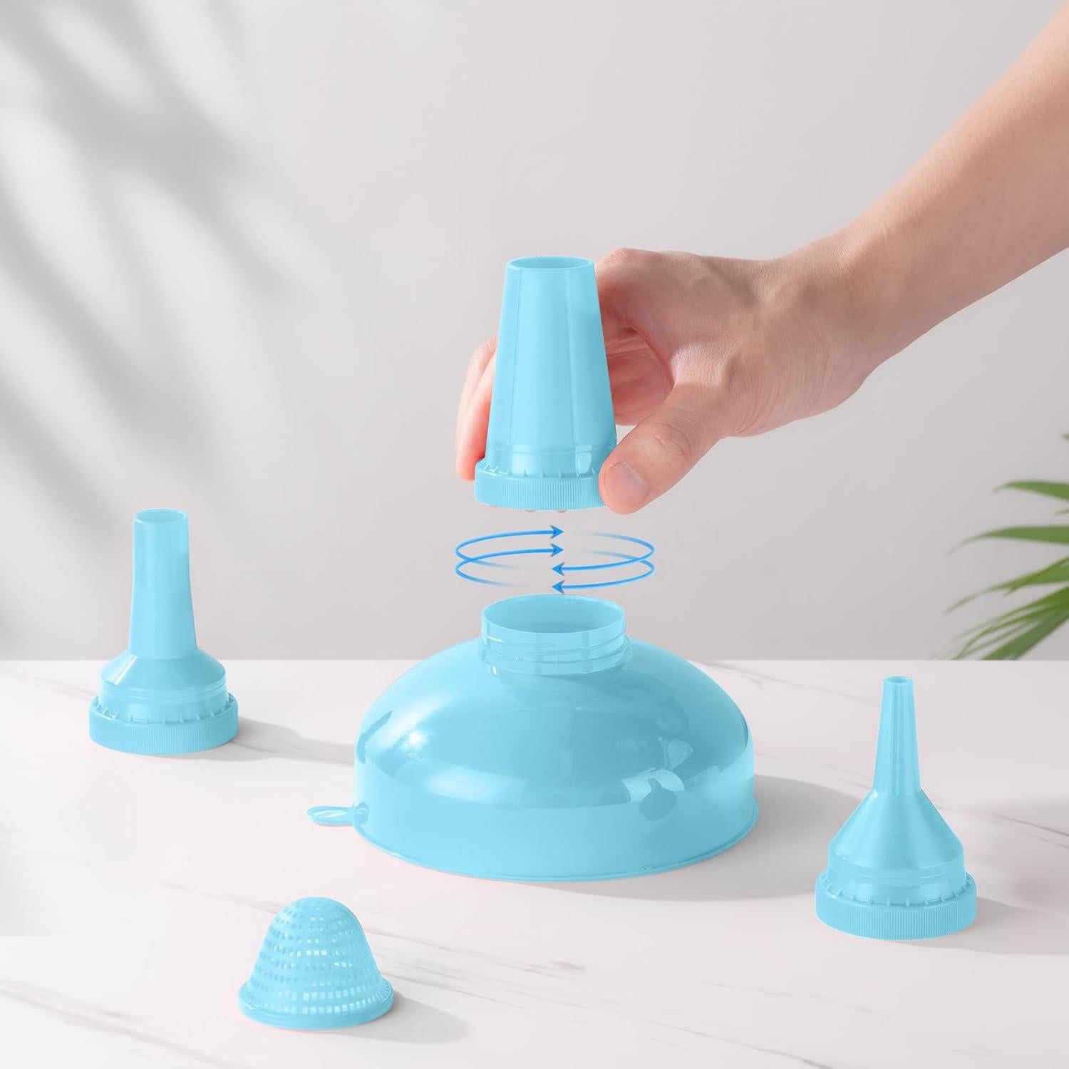 Juego de Embudos de Plástico Pisol para Cocina - 4 Tamaños