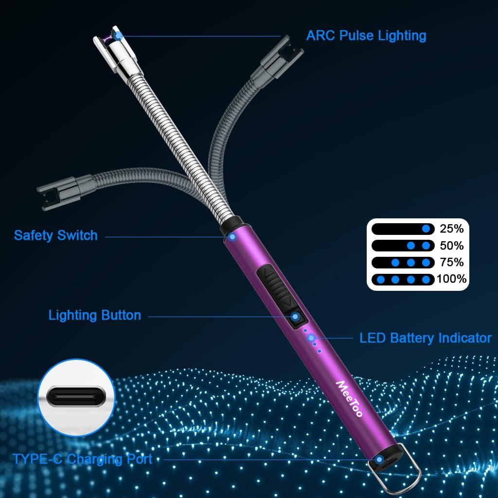 Encendedor Recargable USB MEETOO Plasma Arc Púrpura