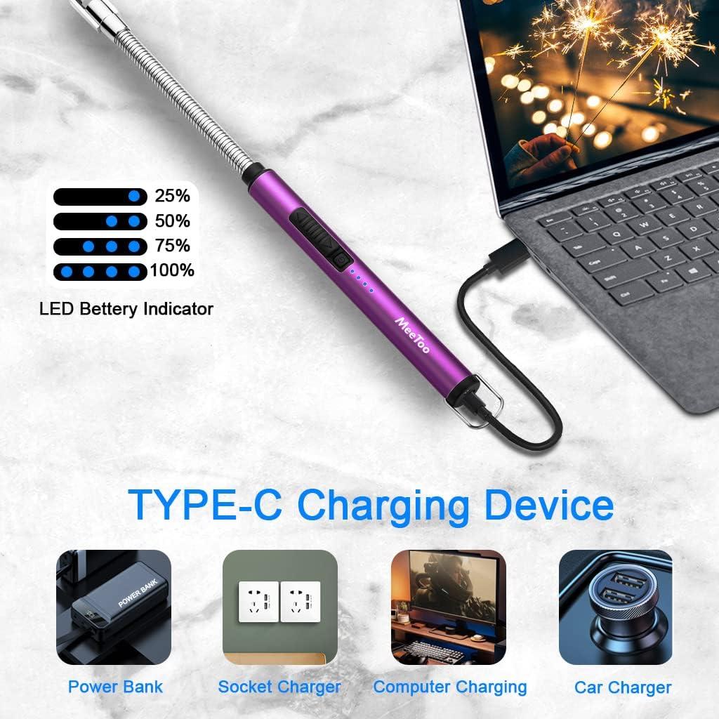 Encendedor Recargable USB MEETOO Plasma Arc Púrpura
