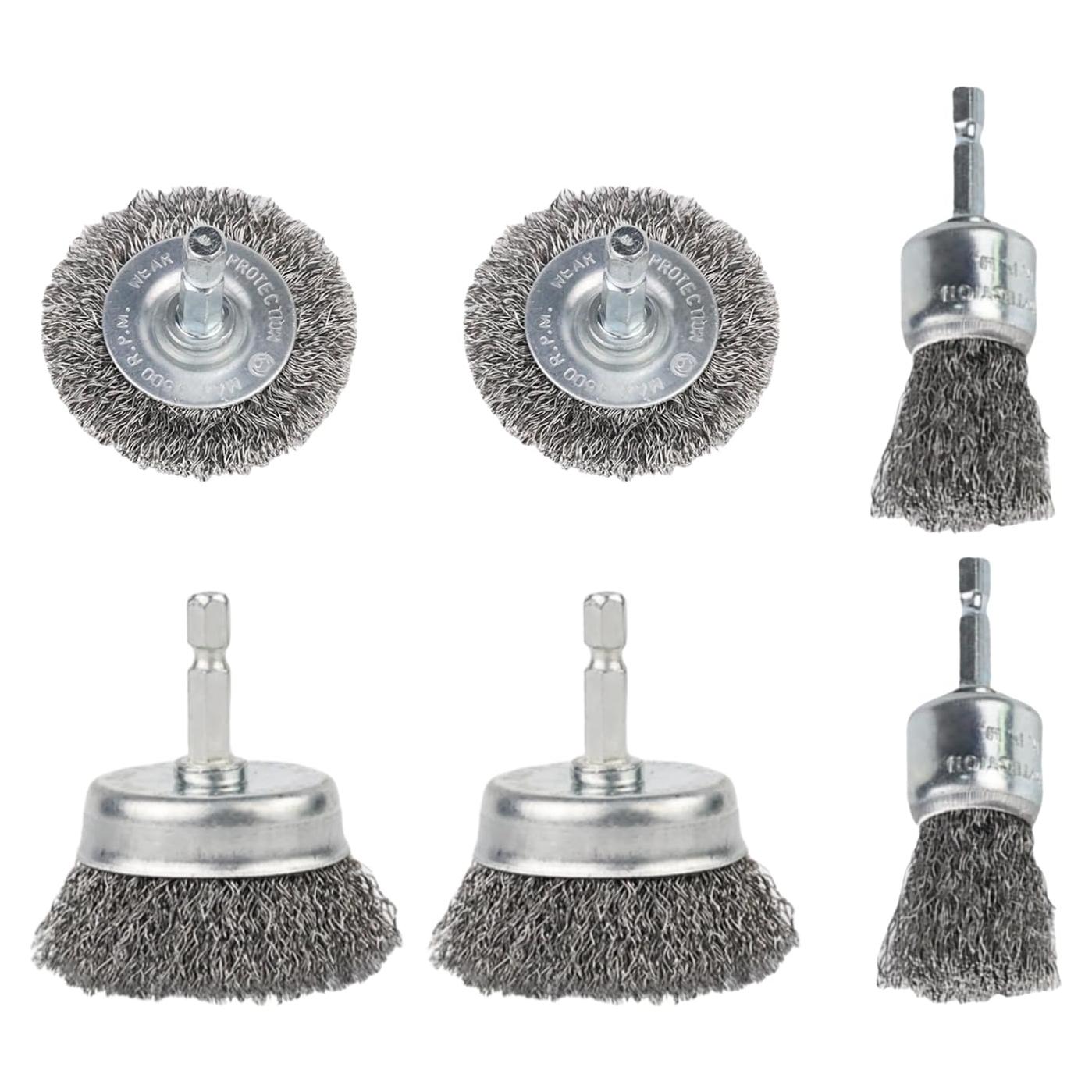 Paquete de 6 cepillos de alambre ZHRMJZG para taladro