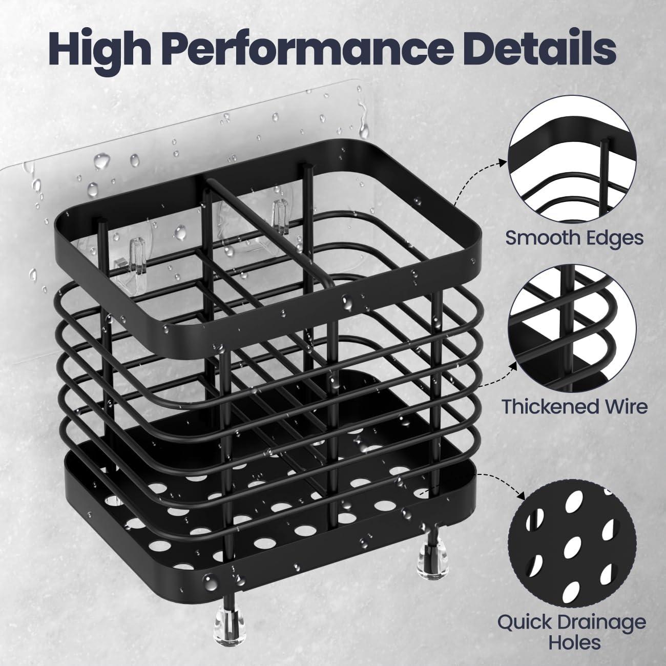 Luxspire Toothbrush Holders for Bathroom, Stainless Steel Electric Toothbrush Holder Wall Mounted, Shower Toothbrush Toothpaste Holder, Bathroom Organizer Essentials, 2 Slots, Black