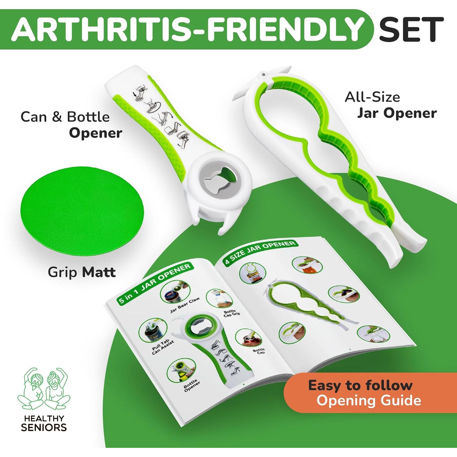 Abrebotellas Multifuncional 5 en 1 para Personas Mayores Verde