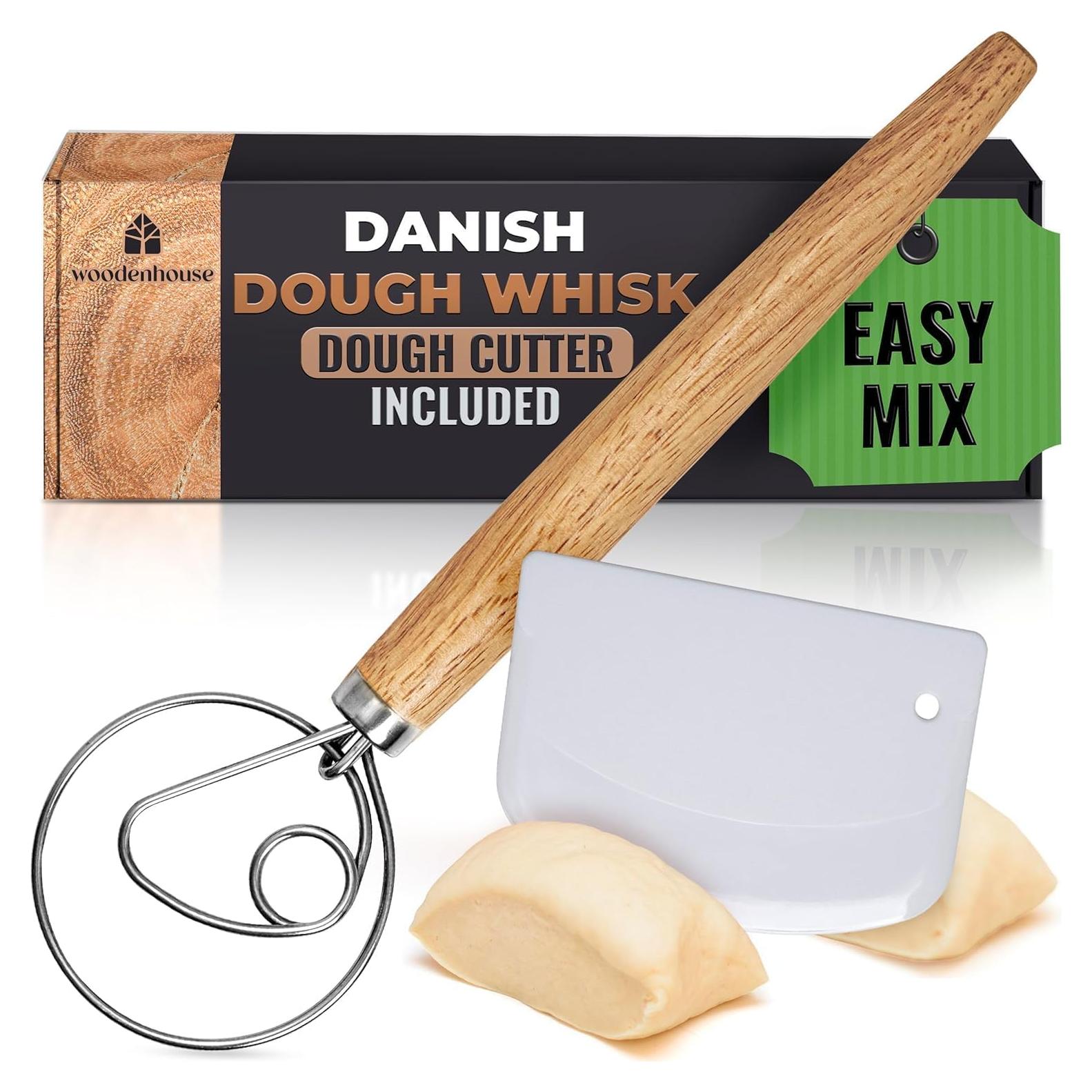 Batidor de Masa Danés 33 cm Acero Inoxidable con Cortador