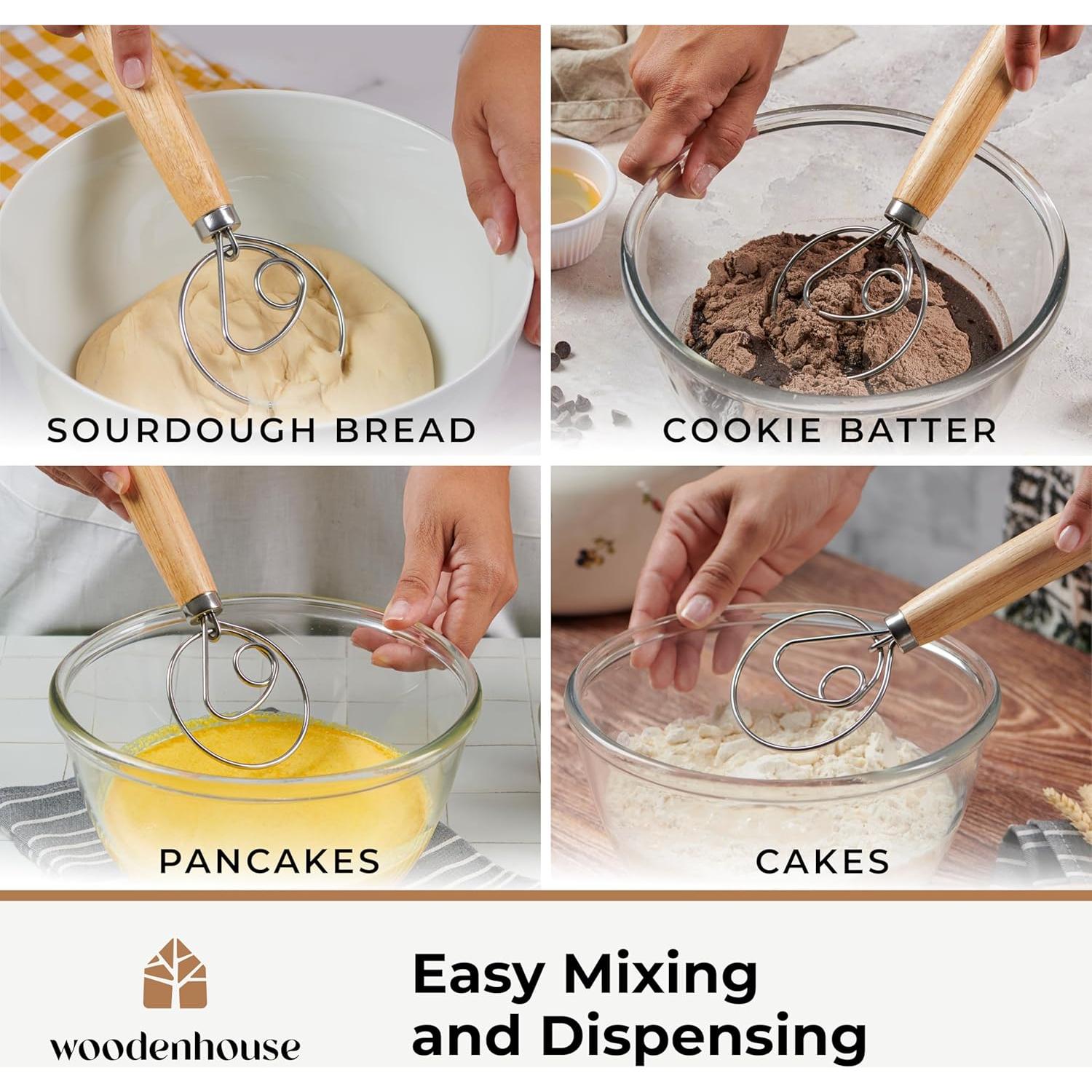 Batidor de Masa Danés 33 cm Acero Inoxidable con Cortador