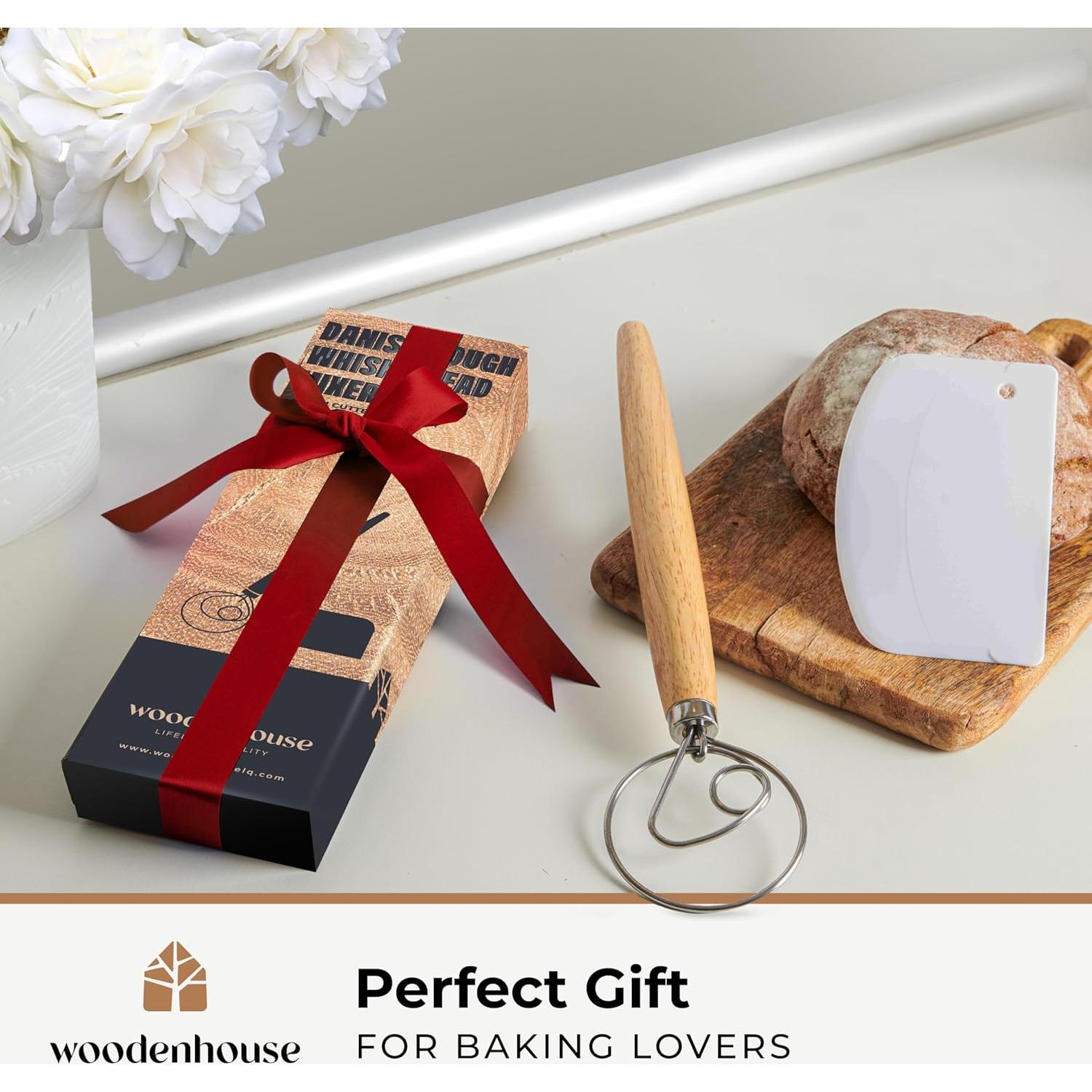 Batidor de Masa Danés 33 cm Acero Inoxidable con Cortador