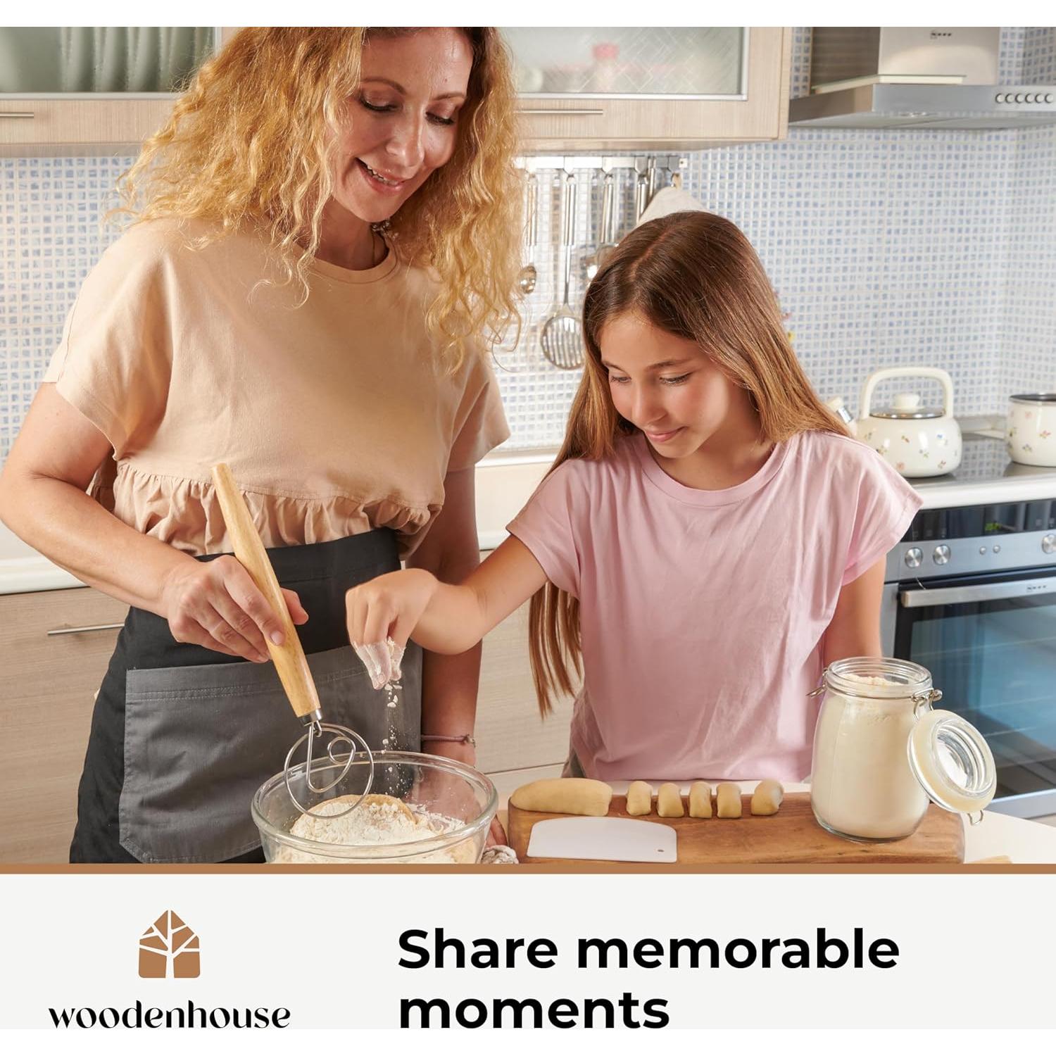 Batidor de Masa Danés 33 cm Acero Inoxidable con Cortador