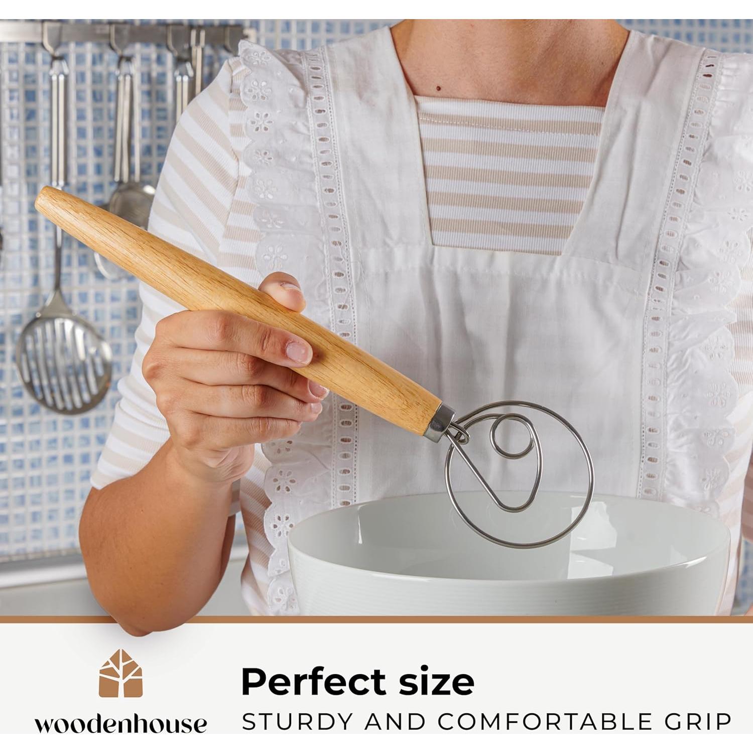 Batidor de Masa Danés 33 cm Acero Inoxidable con Cortador