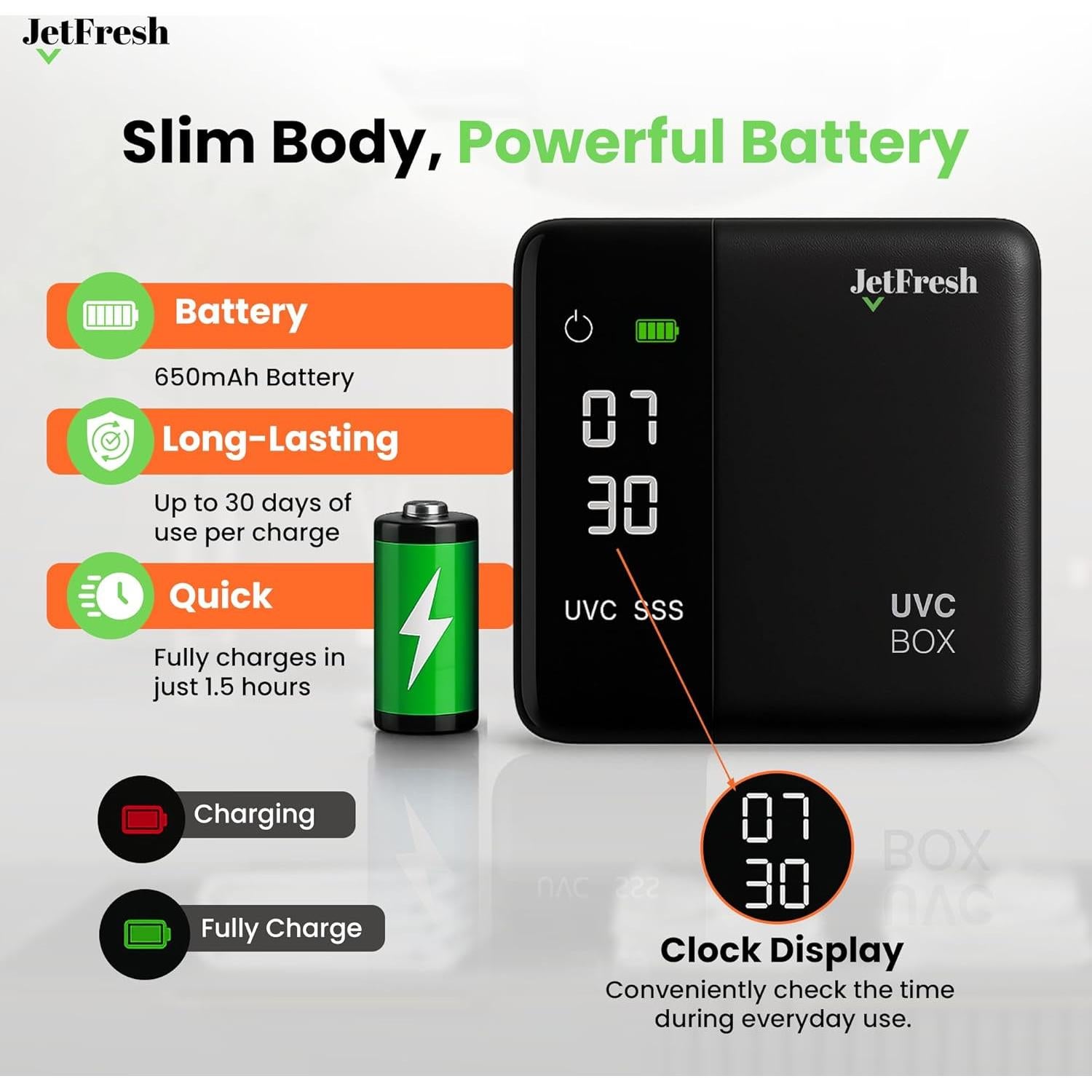 Soporte desinfectante de cepillos de dientes UV JetFresh con pantalla LED